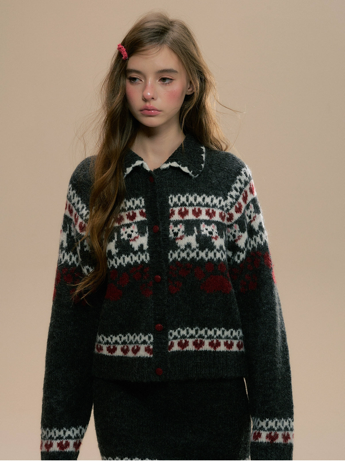 Fair Isle Knit Winter Sweater and Skirt Set