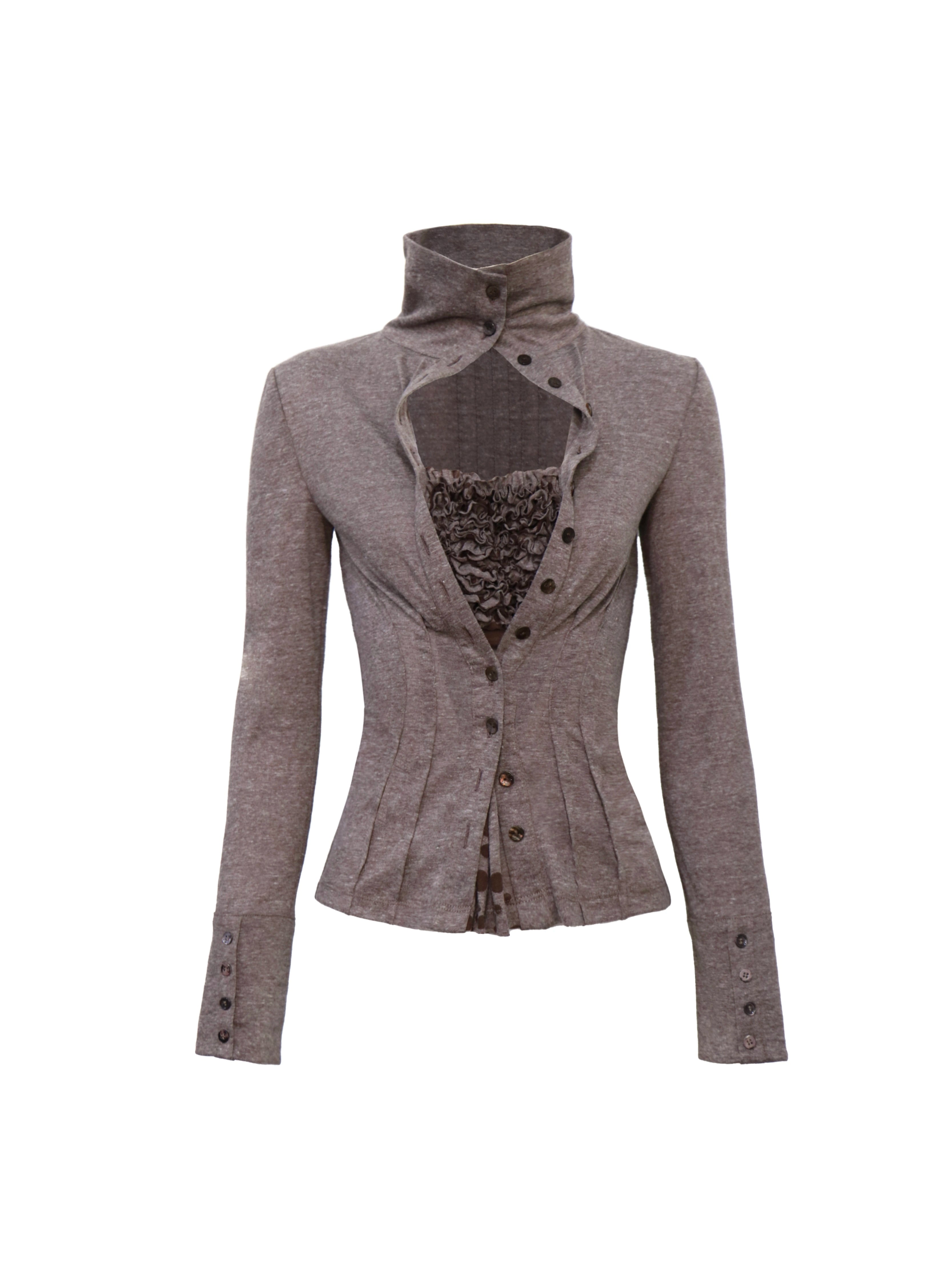 Ember Halo Cut‑Out Button Cardigan