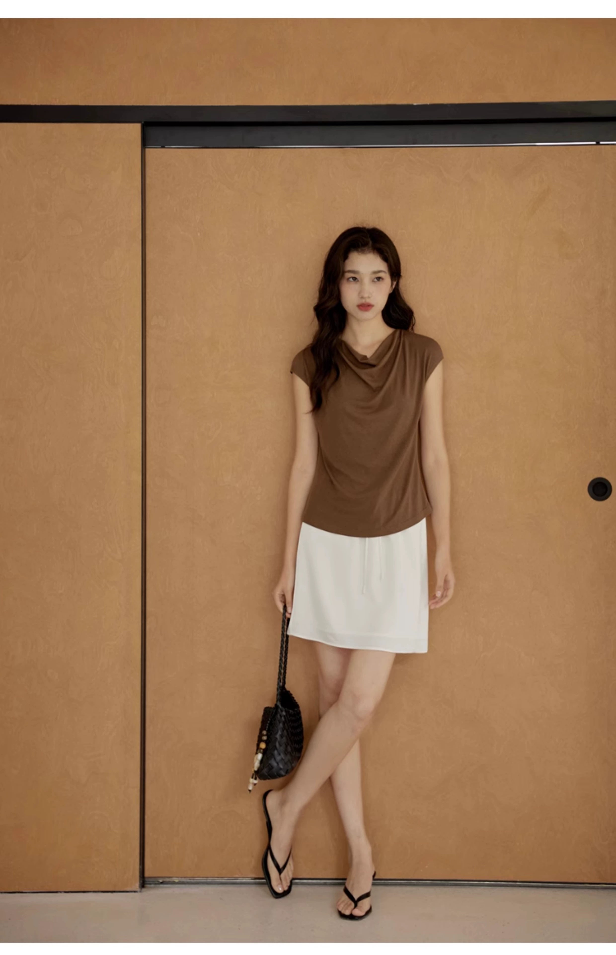 Cowl Neck Cap Sleeve Top