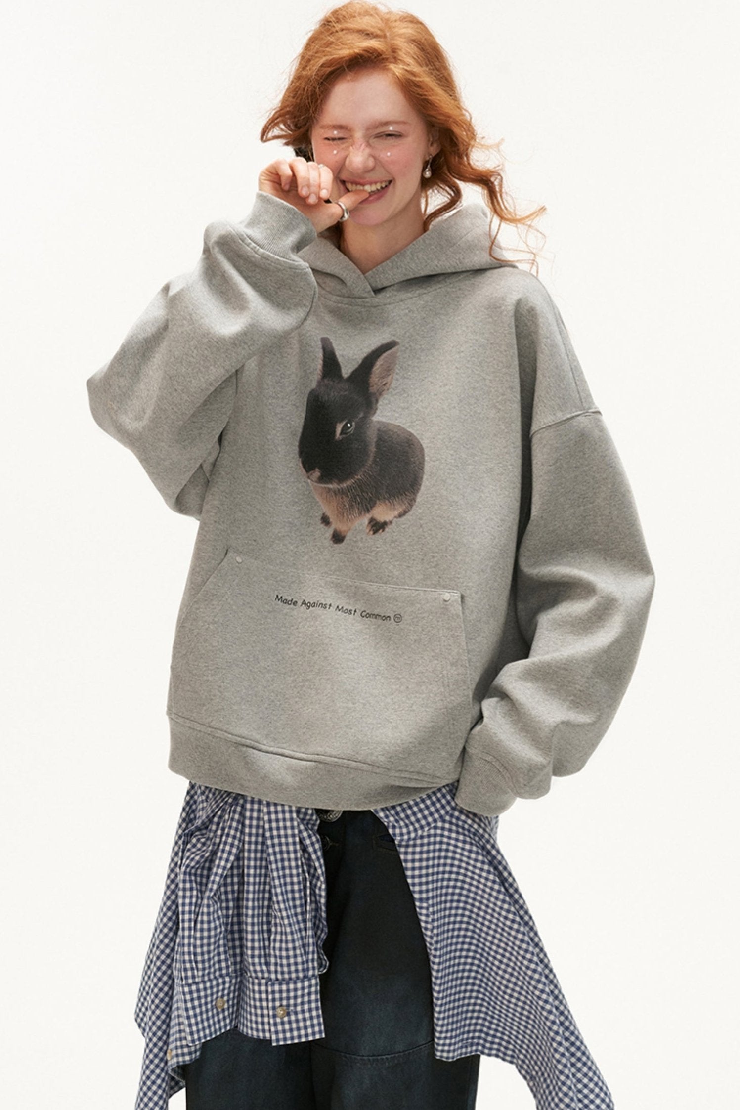 Bunny Print Oversized Hoodie