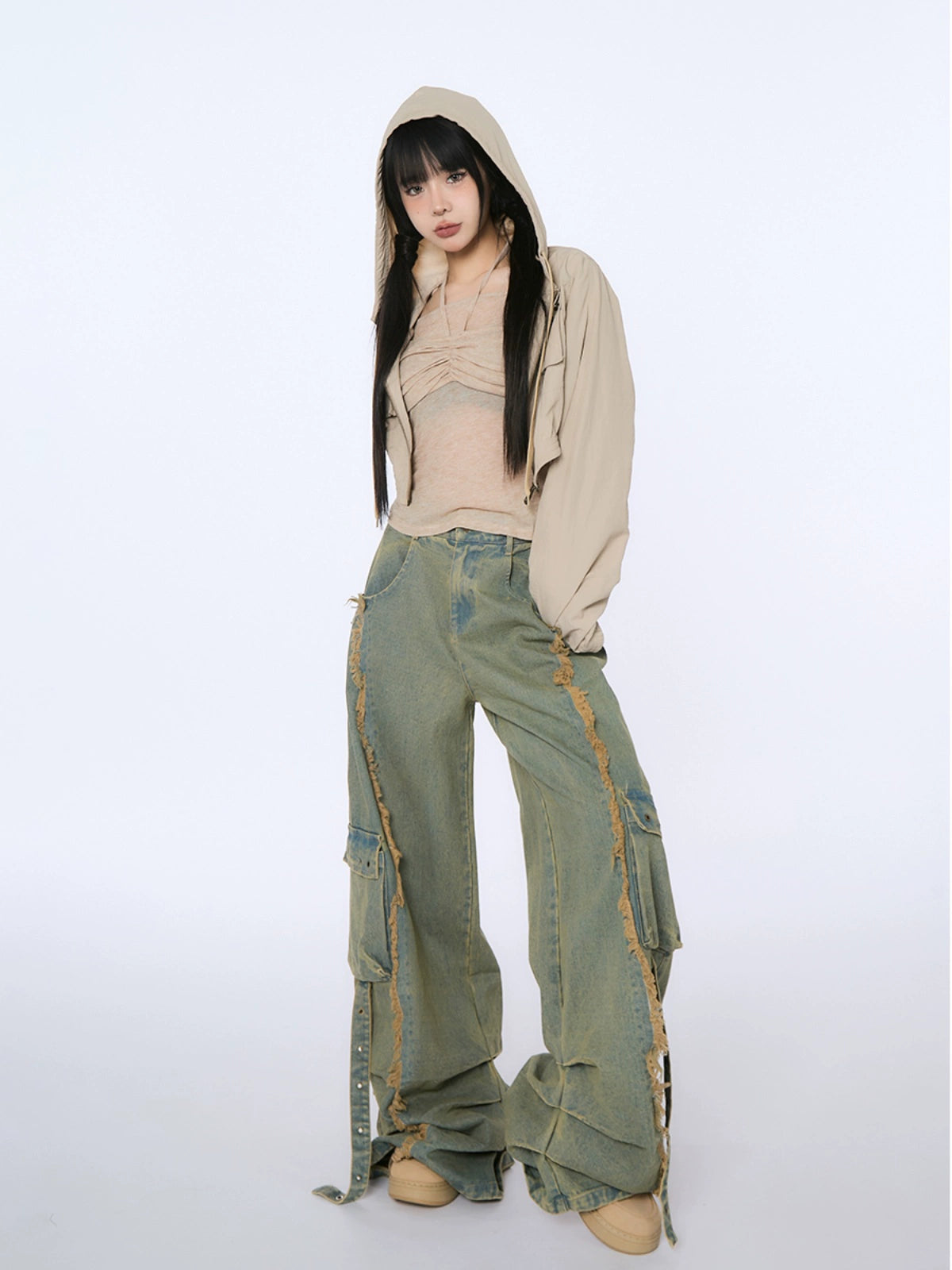 Spicy High-Waist Distressed Wide-Leg Jeans - chiclara