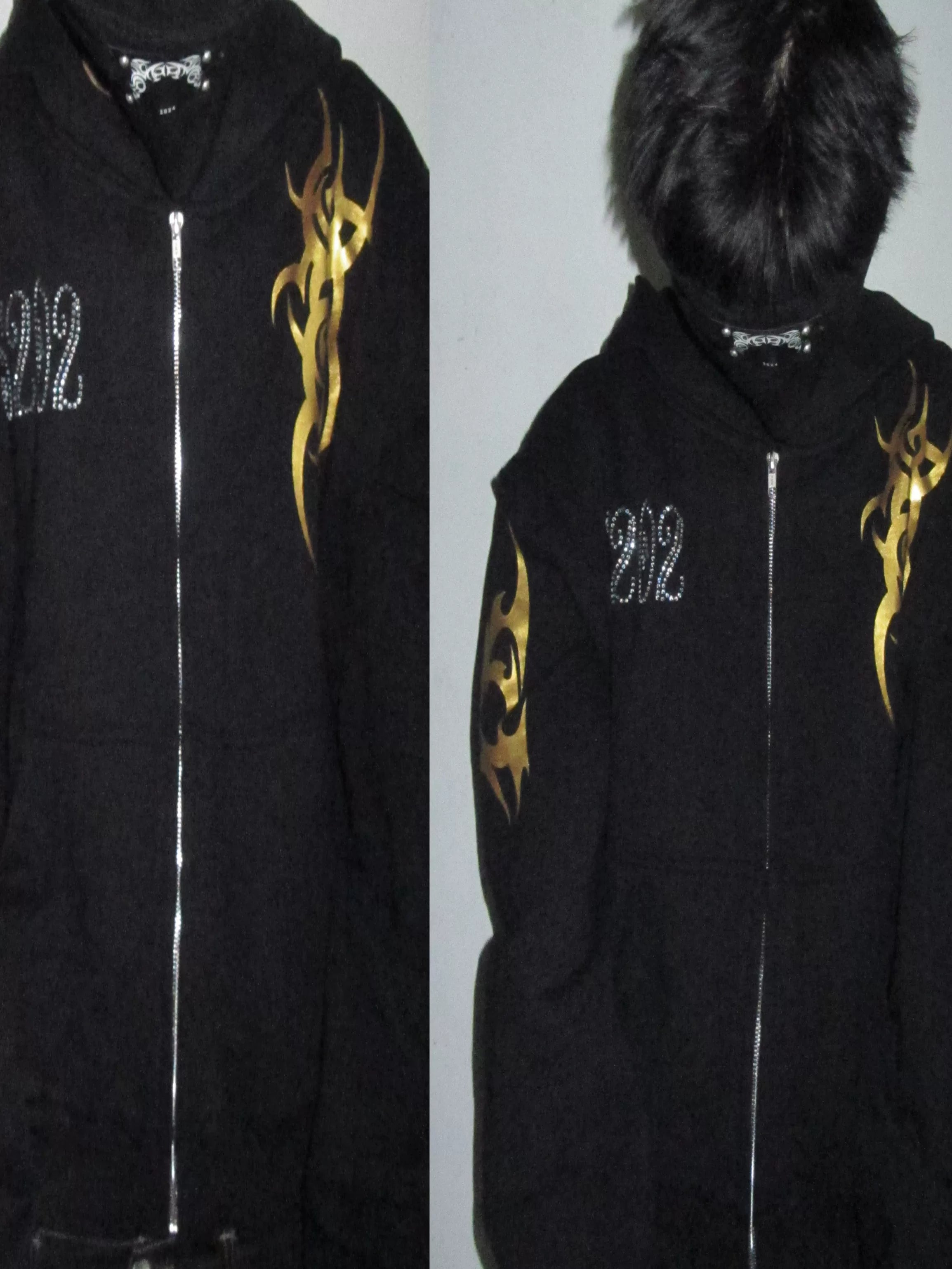 Solar Fang Fur-Hood Tribal Zip Hoodie