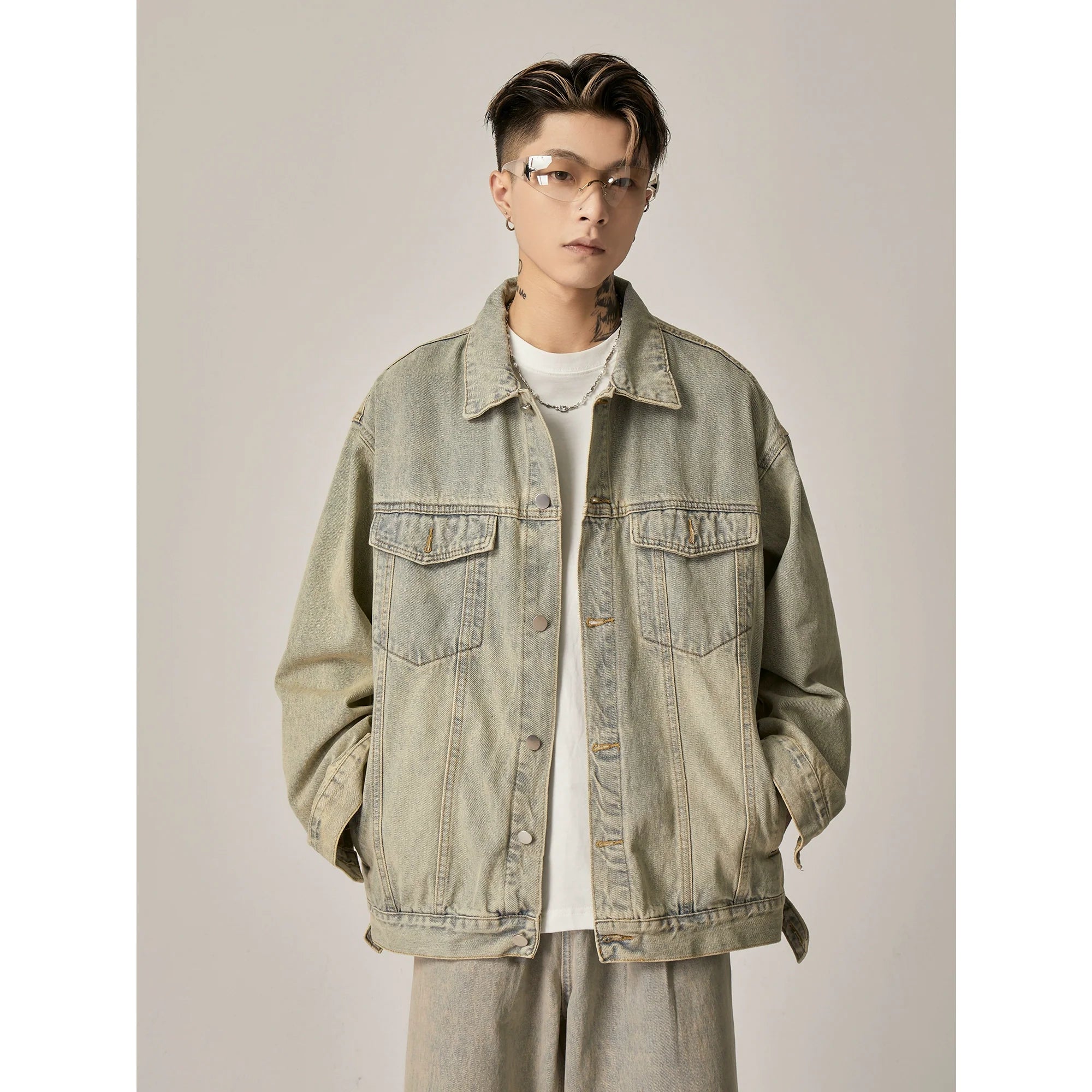 Sage Horizon Oversized Denim Trucker Jacket