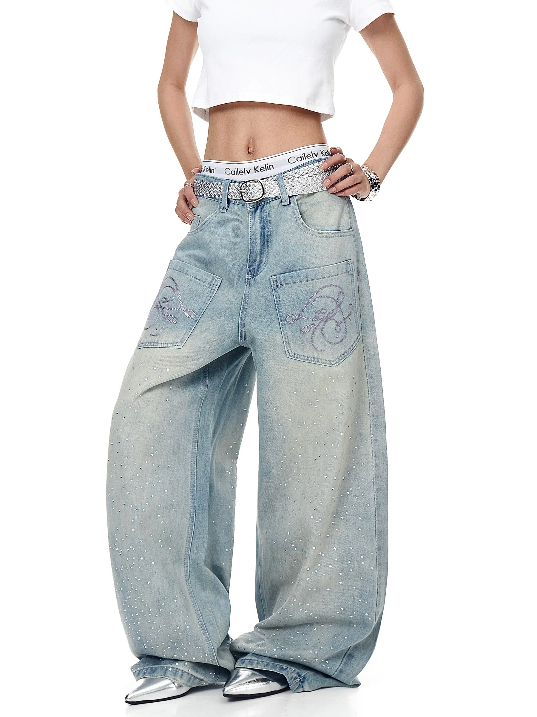 Crystal Script Starfall Wide Jeans