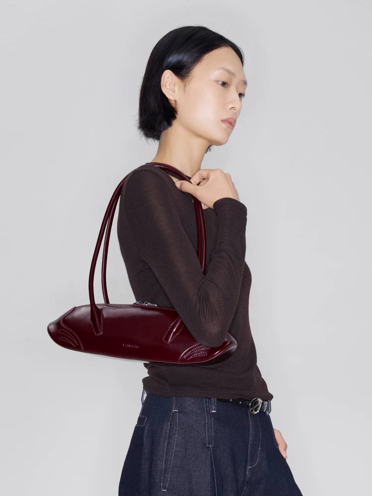 Sculpted Leather East-West Shoulder Bag - view 2