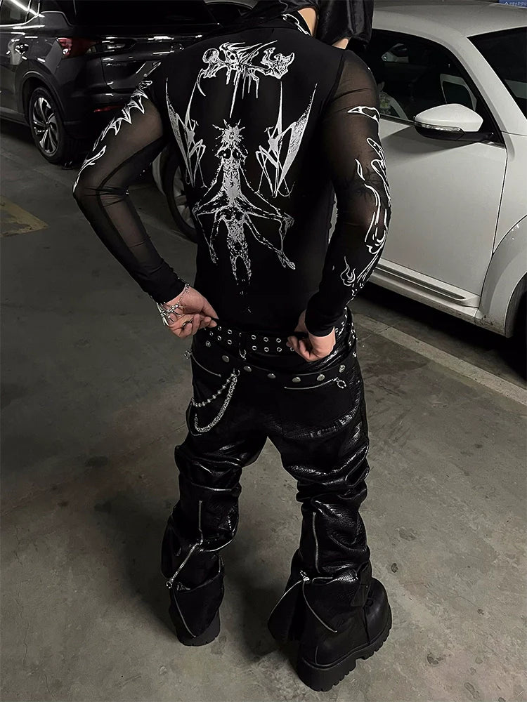 Gothic Flame Mesh Top