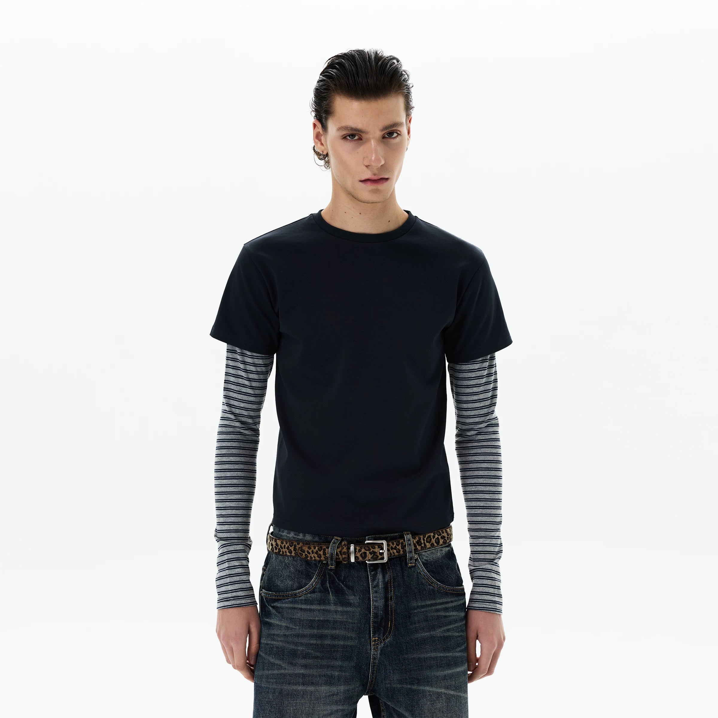 Shadow Stripe Layered Long Sleeve Tee