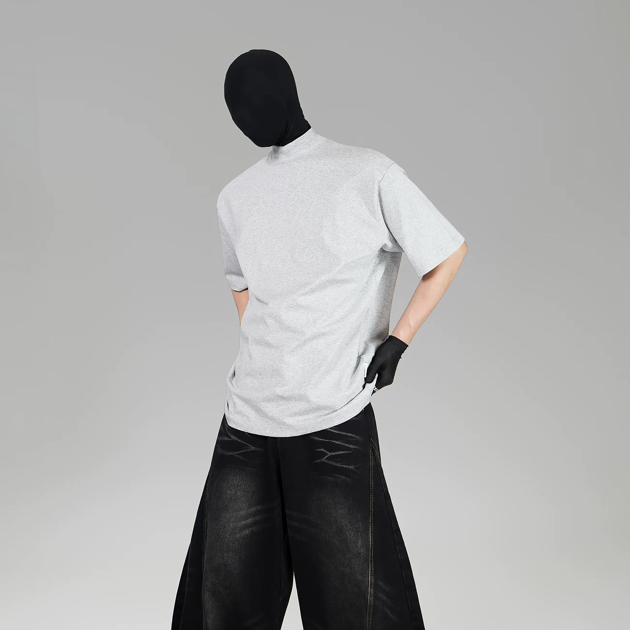Blank Signal High‑Neck Oversized Tee