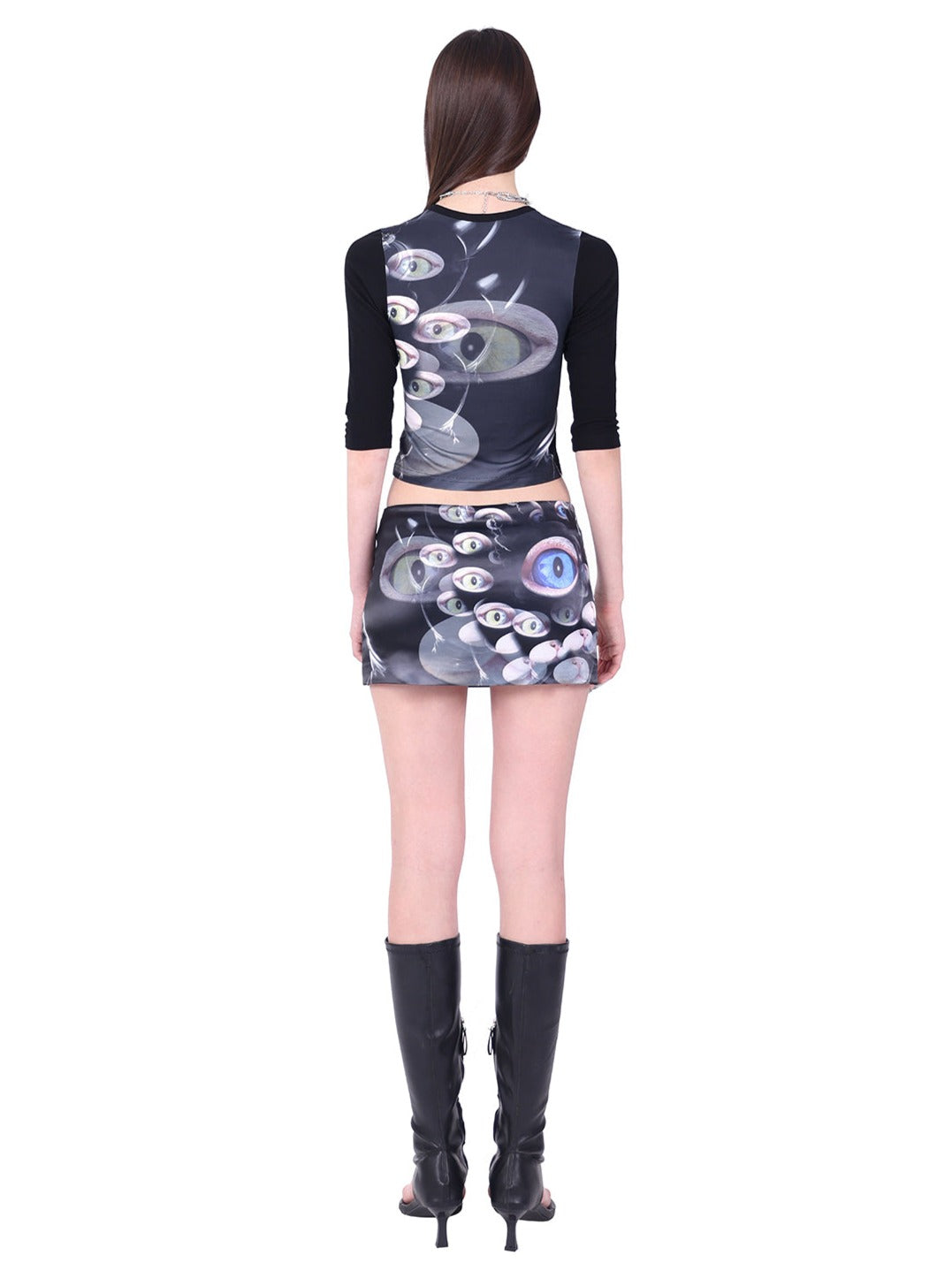 PINKSPINK Surreal Eyes Mini Skirt - Black Multi