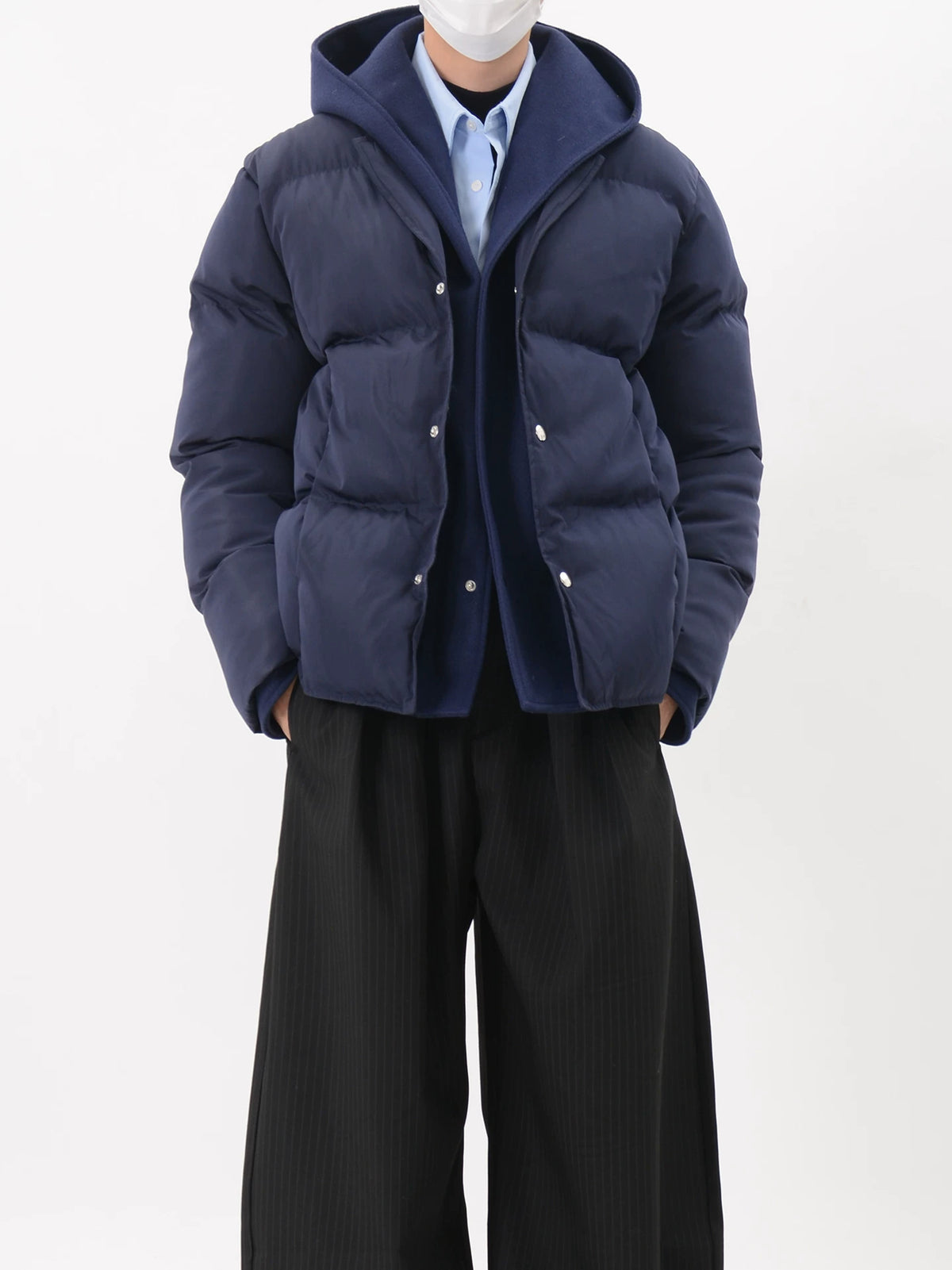 Hooded Snap-Button Puffer Jacket