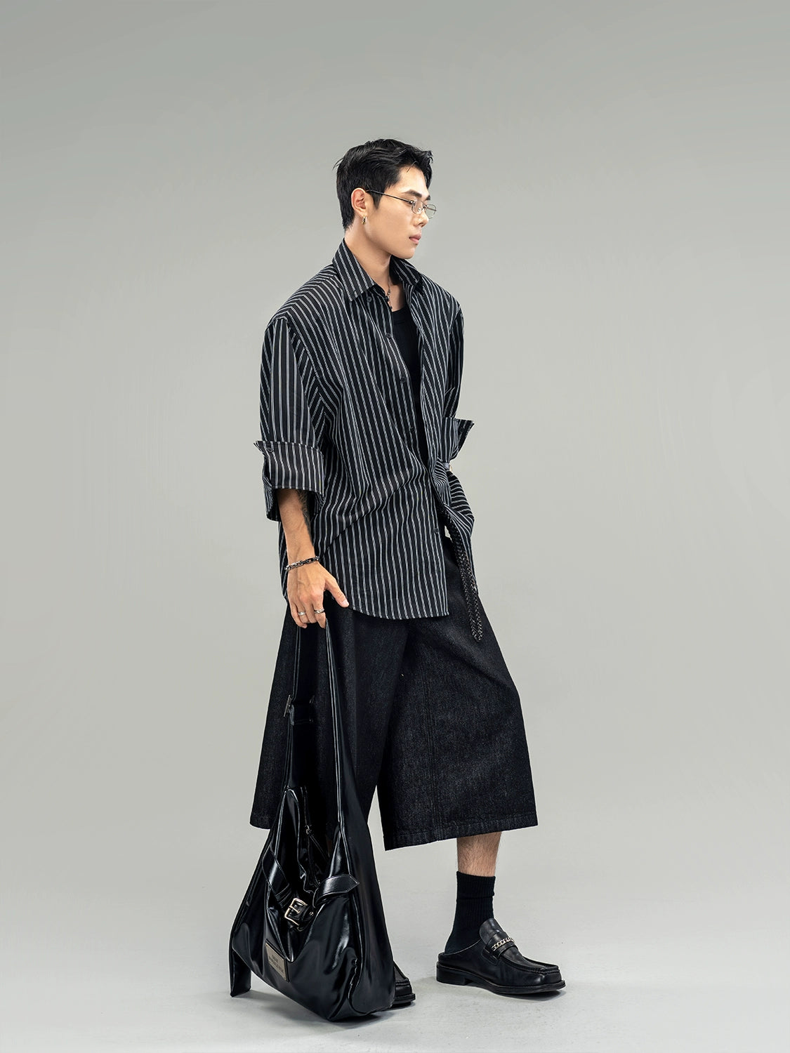 Midnight Pinstripe Flow Shirt