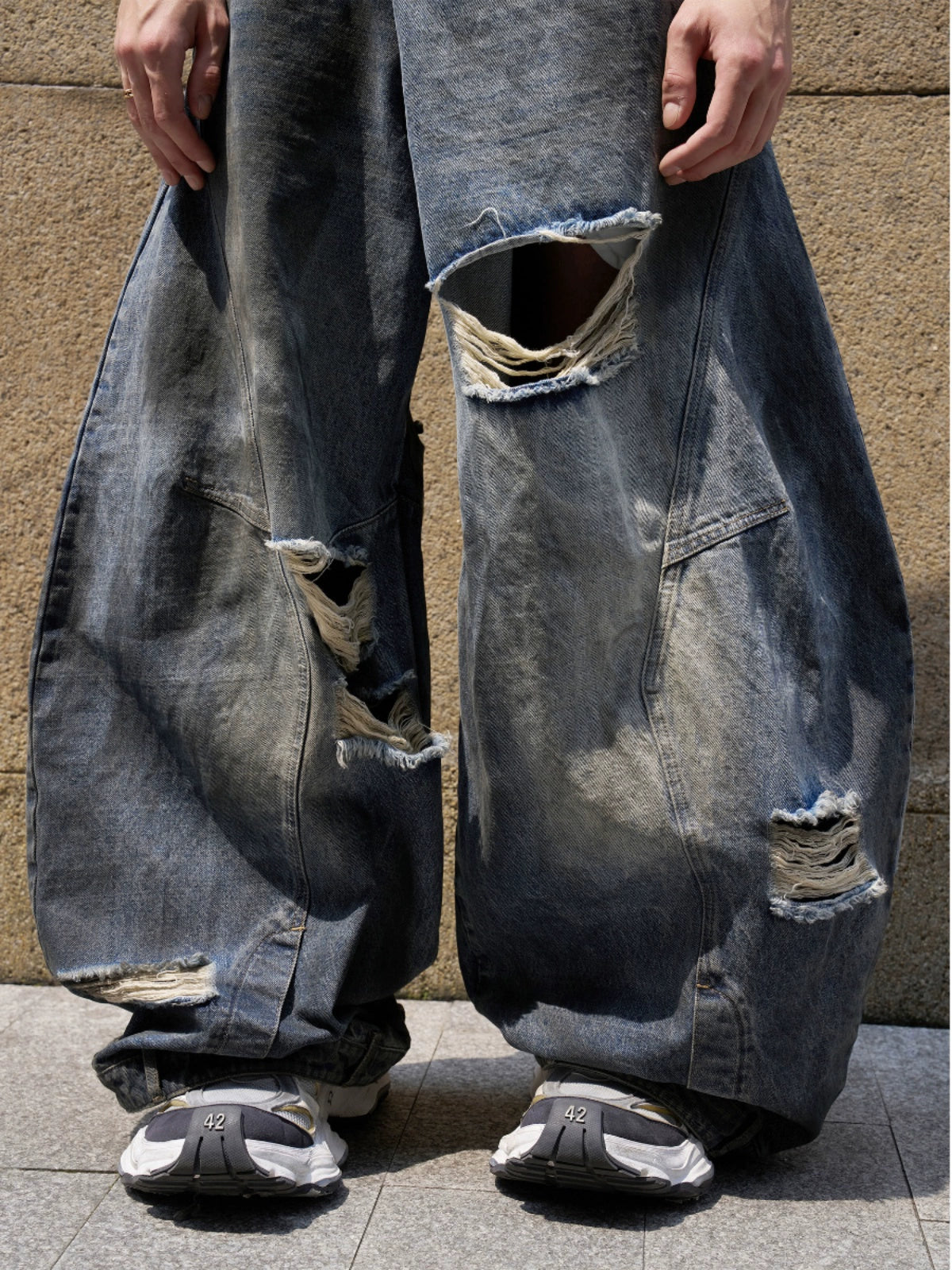 Shatterfade Ripped Wide Jeans