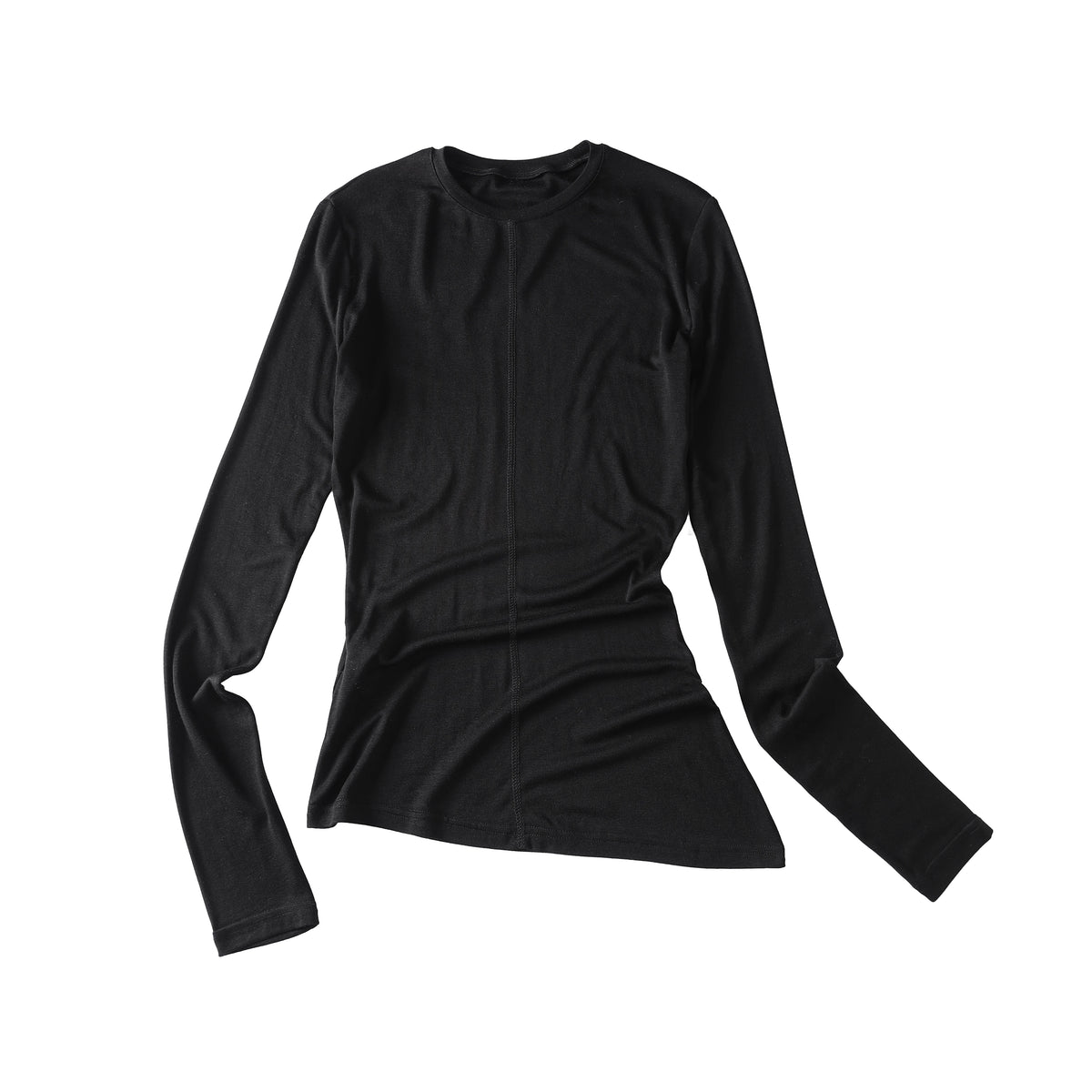 Sheer Ruched Long-Sleeve