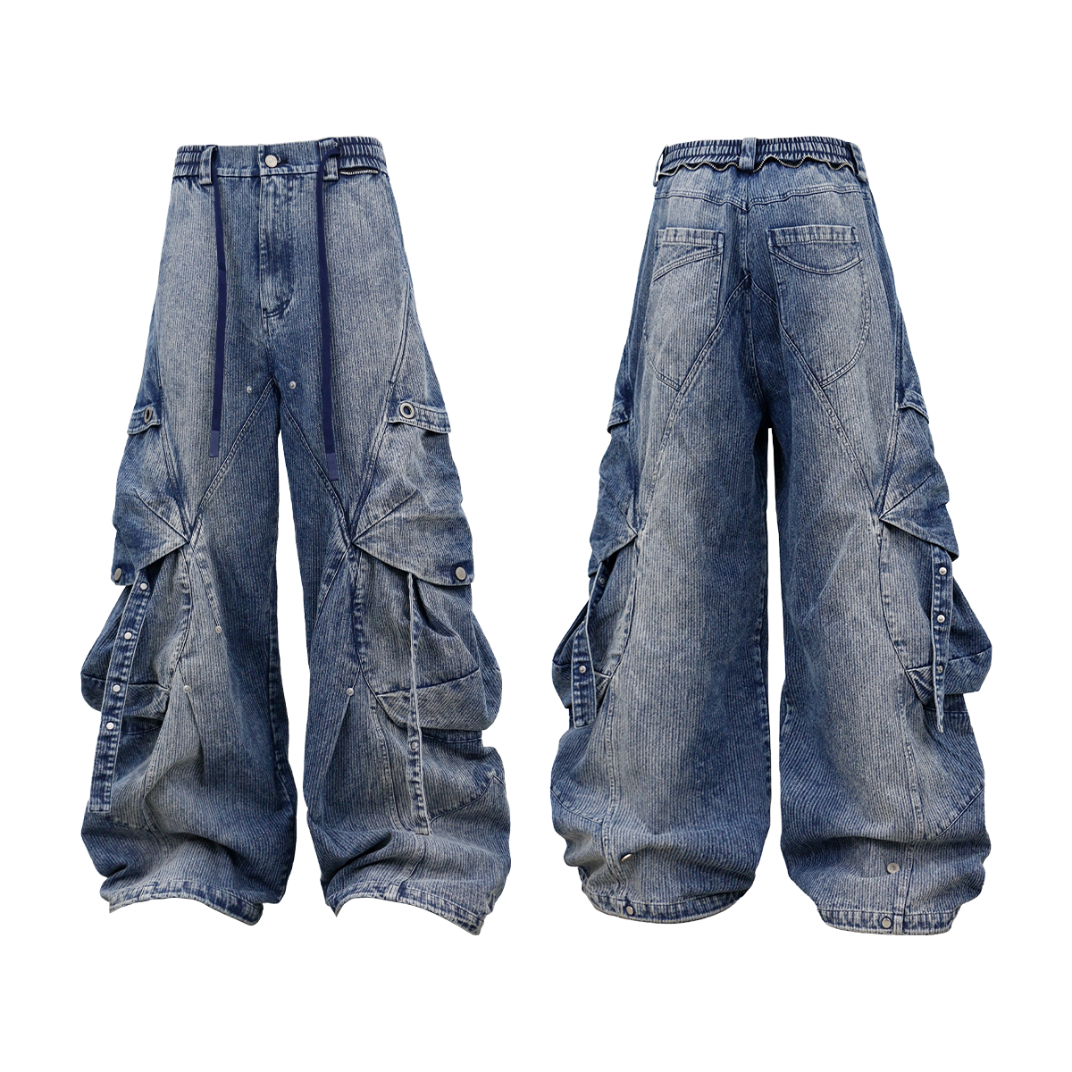 Layered Pocket Barrel Leg Jeans