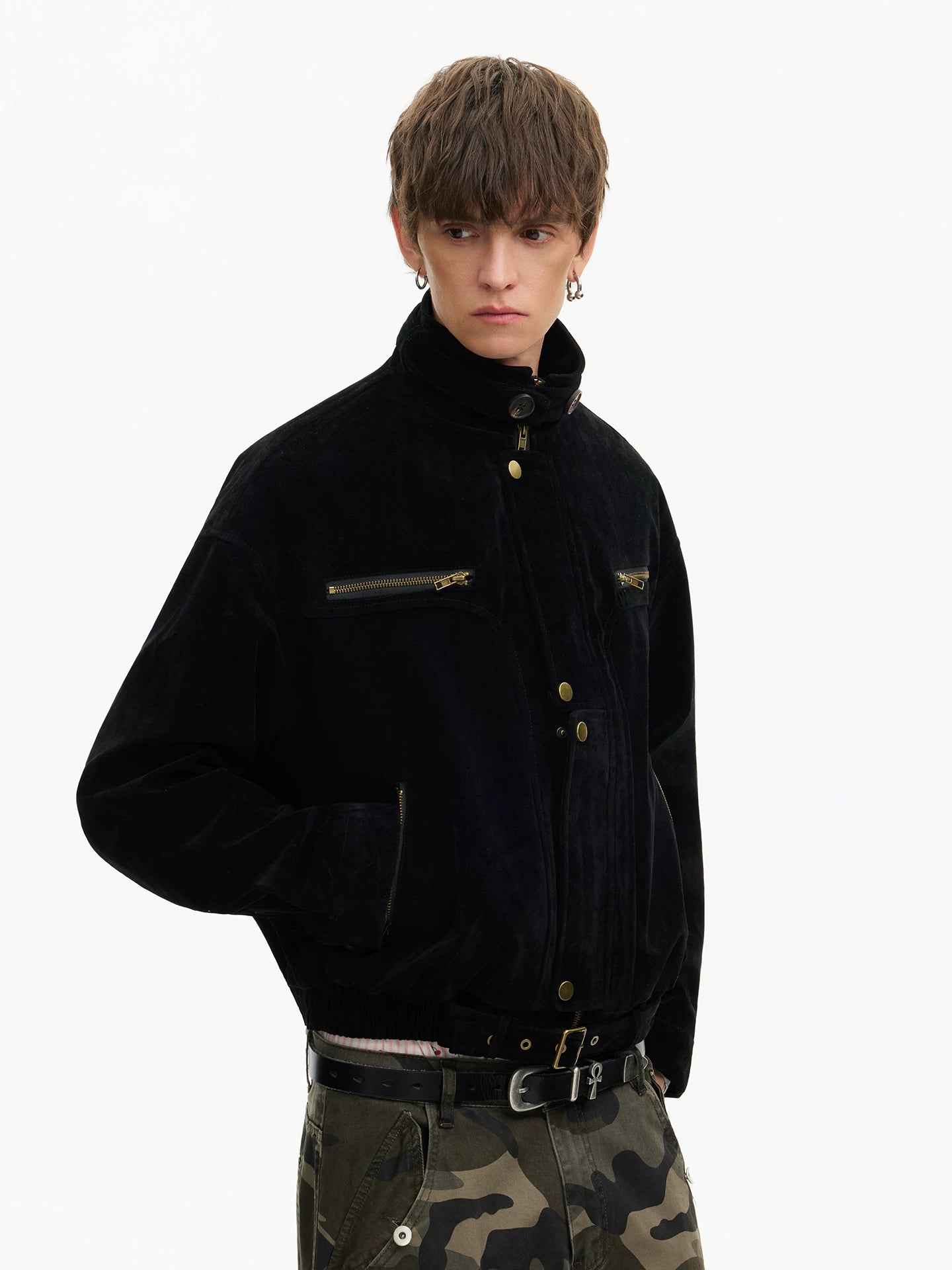 Midnight Garrison Velvet Utility Jacket