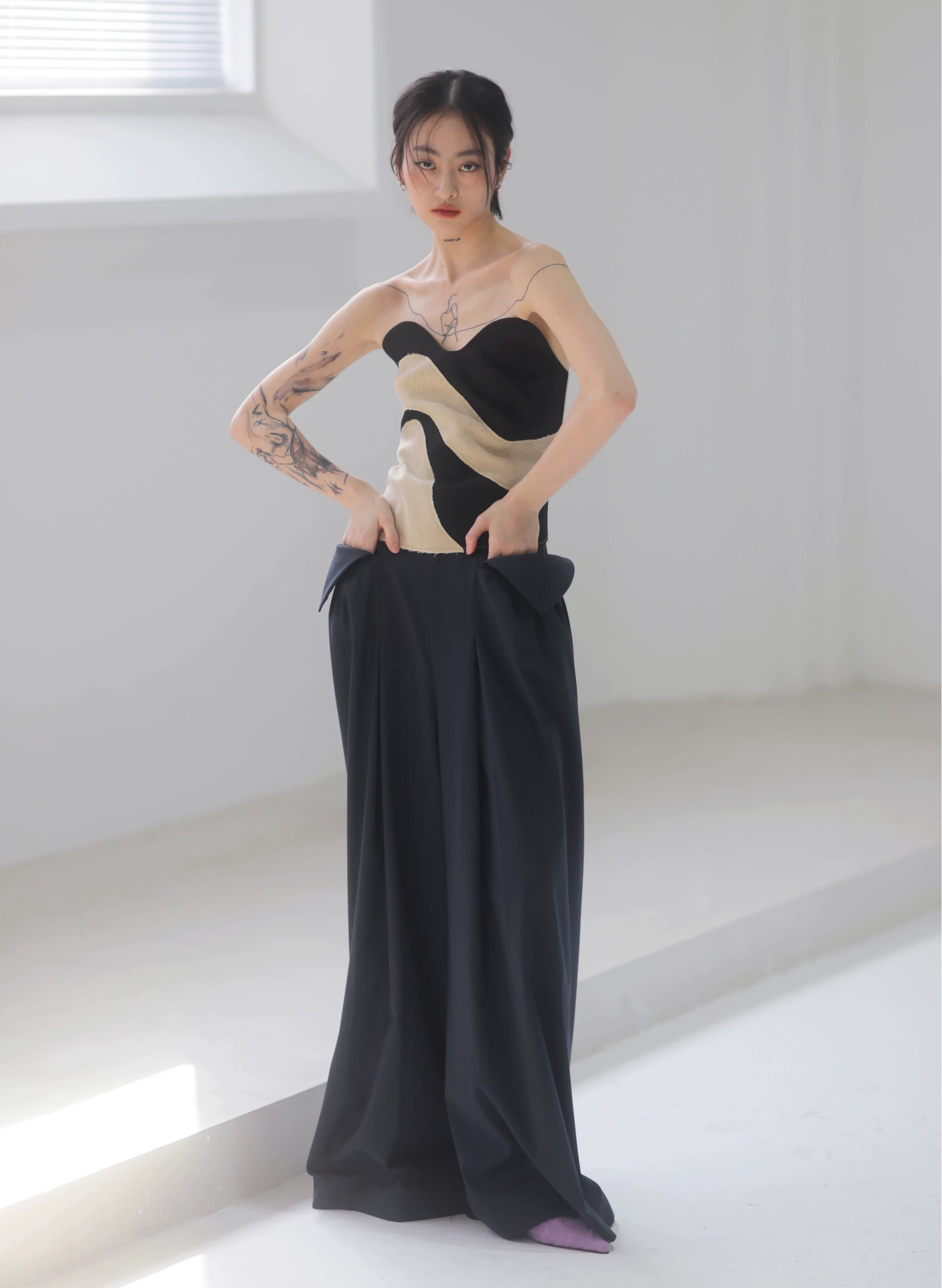 Ivory Wave Sculpted Bustier Top