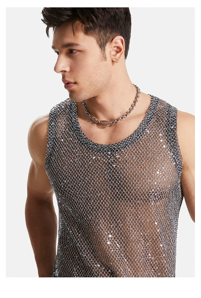 Metallic Mesh Tank Top