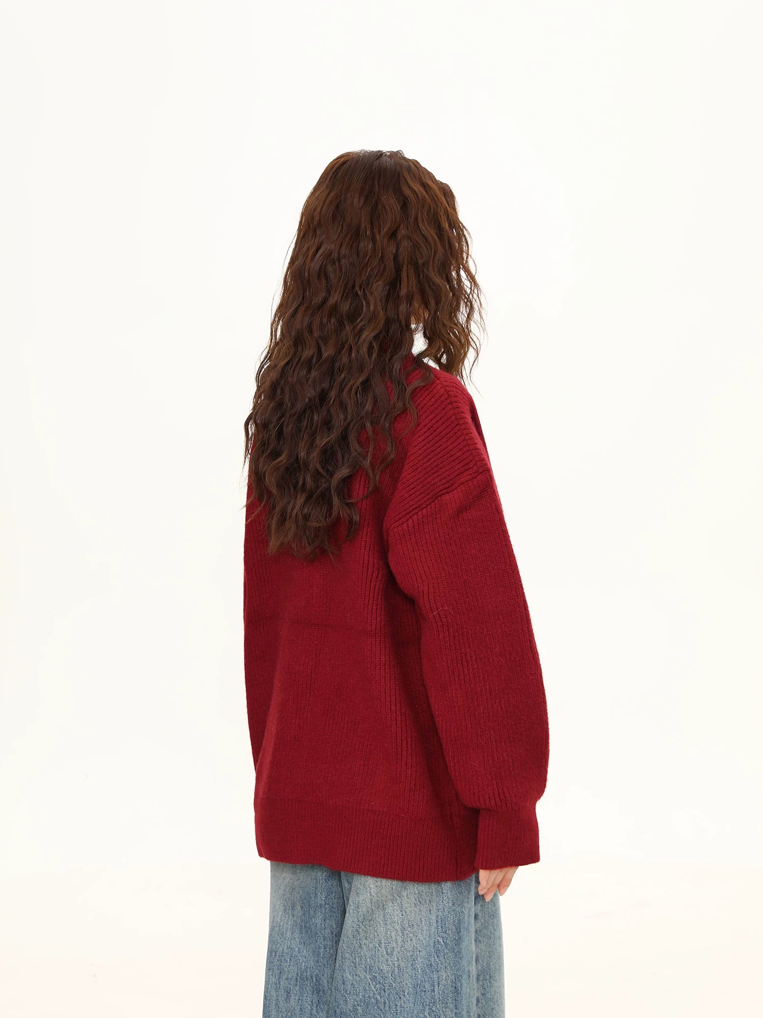 Crimson Cocoon Knit Scarf-Cardigan