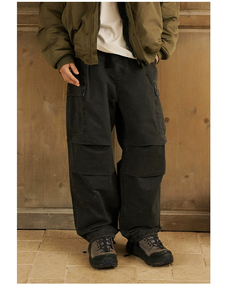 Military Green Straight Cargo Pants