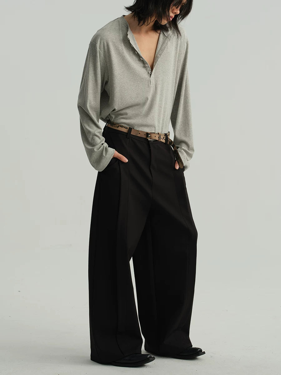 Classic Neutral Long-Sleeve Henley Tee