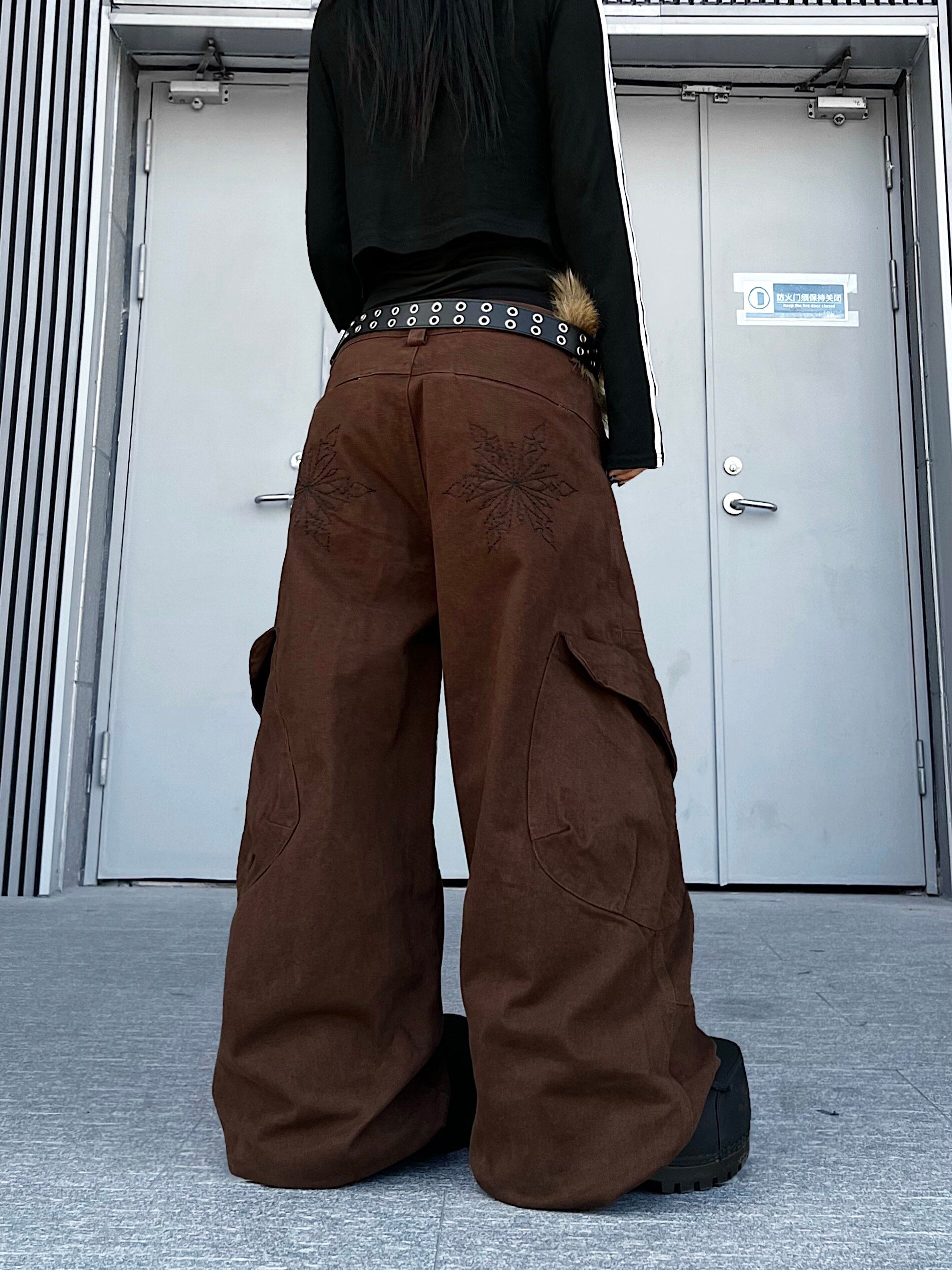 Men's Multi-Pocket Panel Wide-Leg Cargo Pants