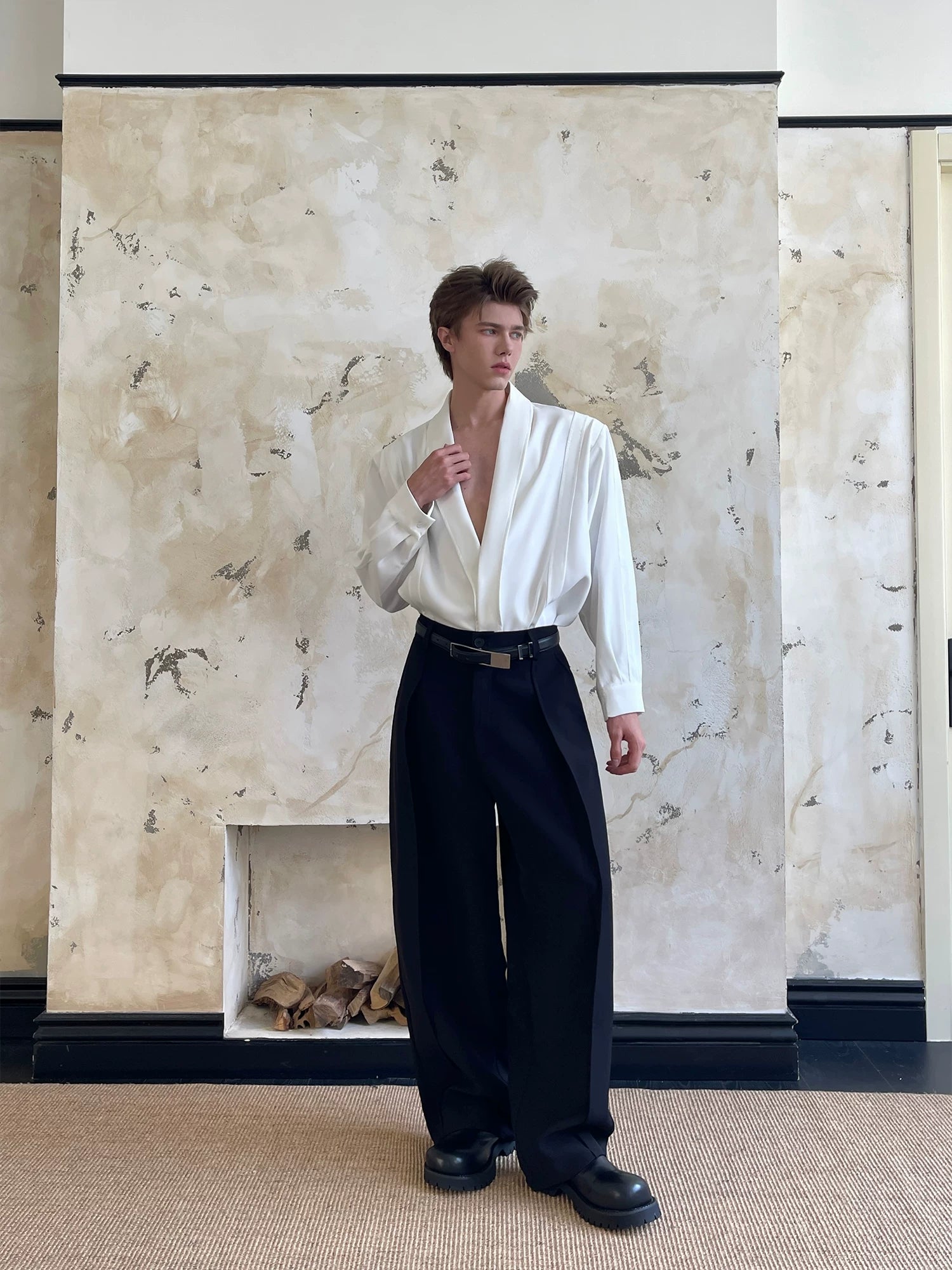 Ivory Muse Deep Drape Shirt