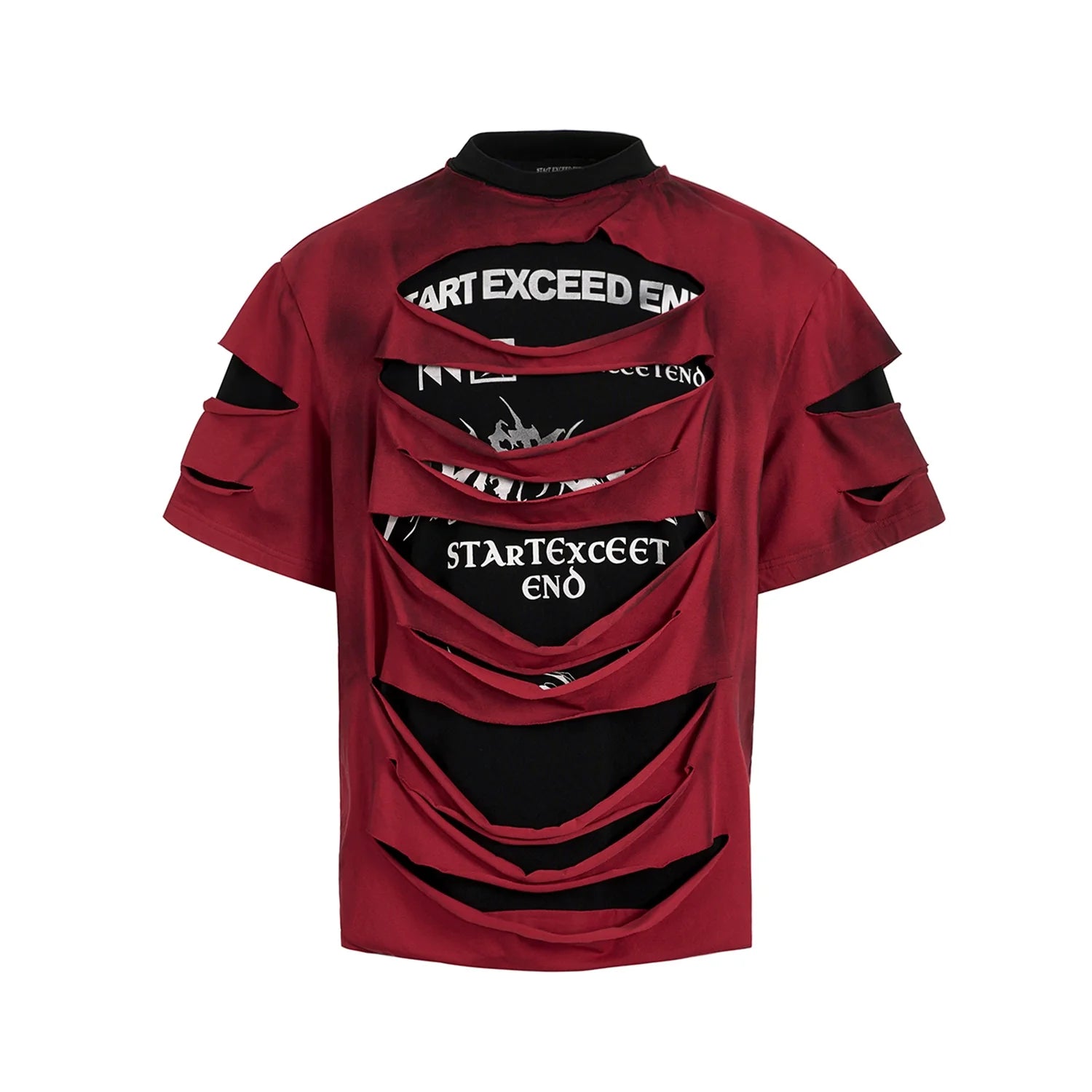 Slashed Text Layered Tee & Micro Flare Pants Setup