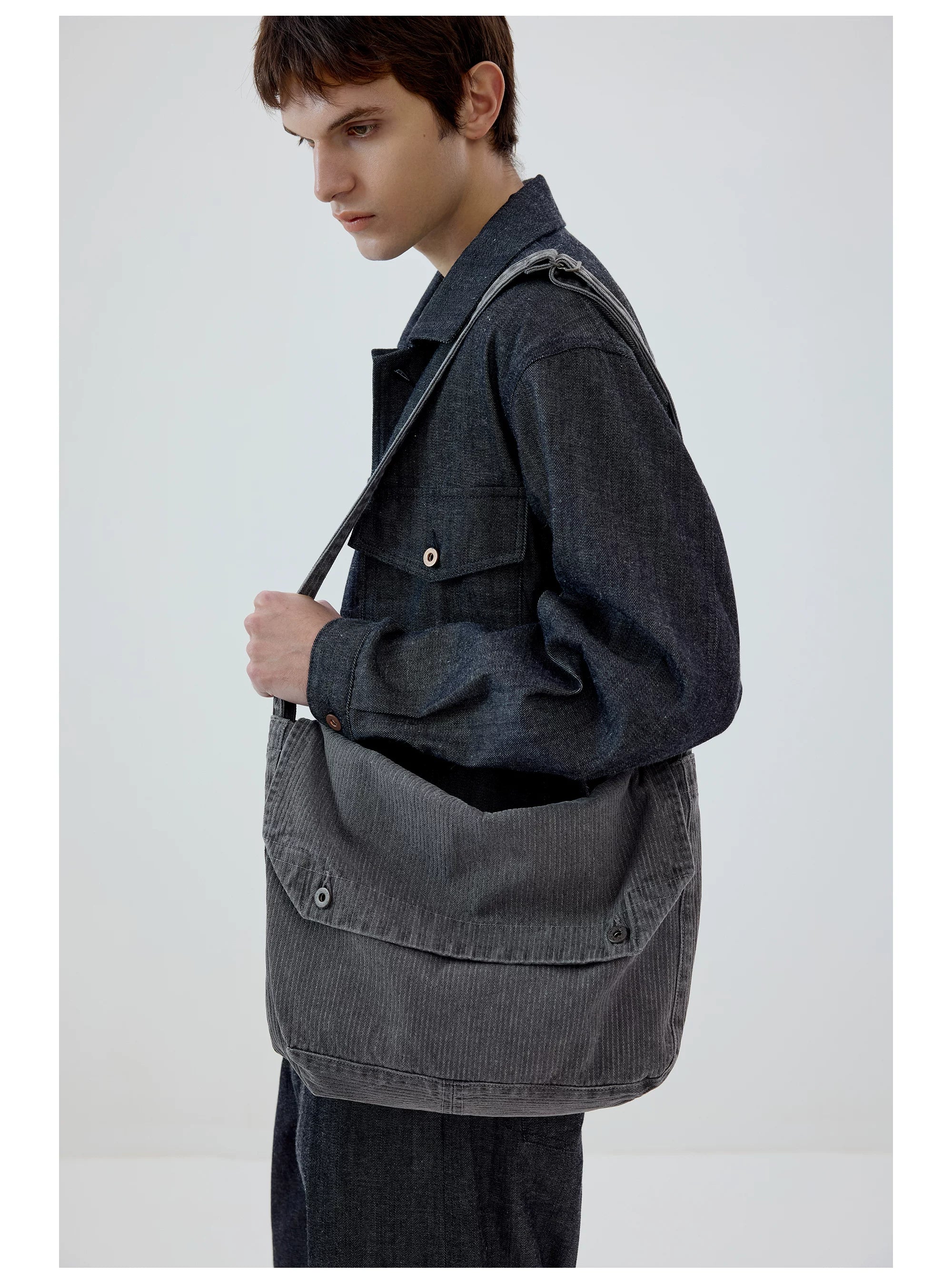 Gray Washed Messenger Bag