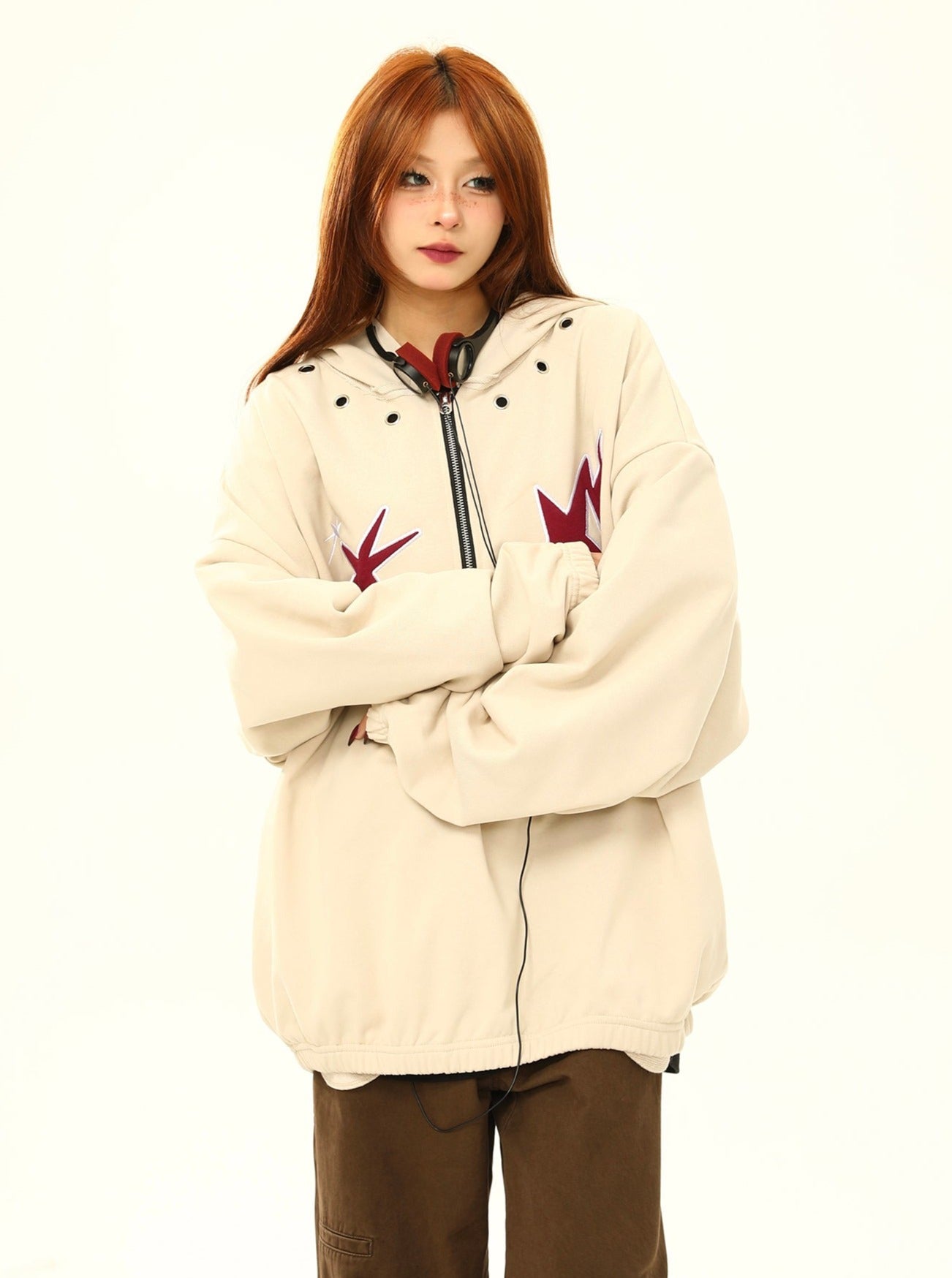 Star Print Oversized Anorak Jacket