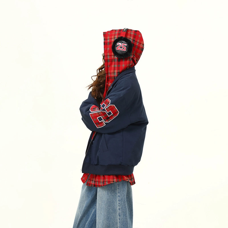 Varsity Patchwork Layered Bomber Jacket