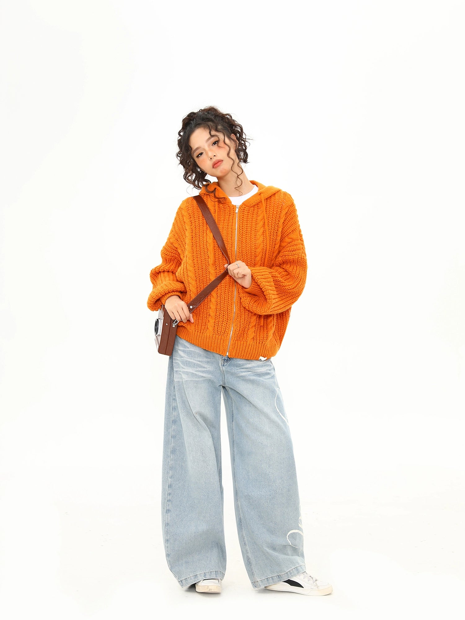 Sunburst Cable Knit Zip Hoodie