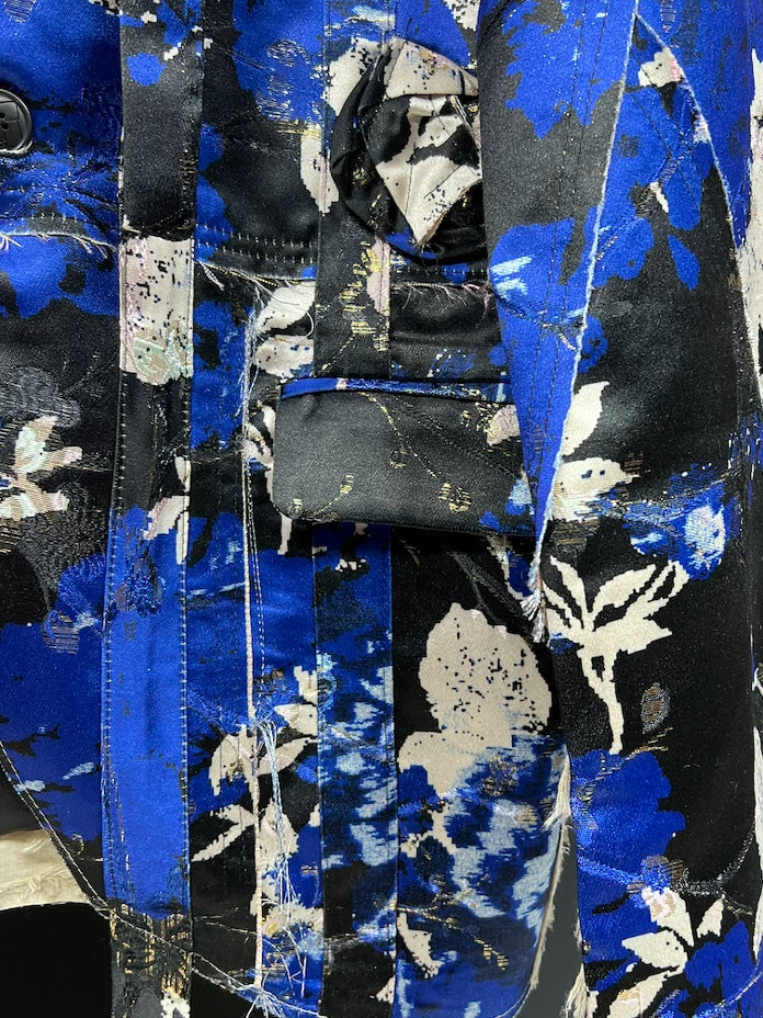 Glacier Bloom Splice Patchwork Trench Jacket