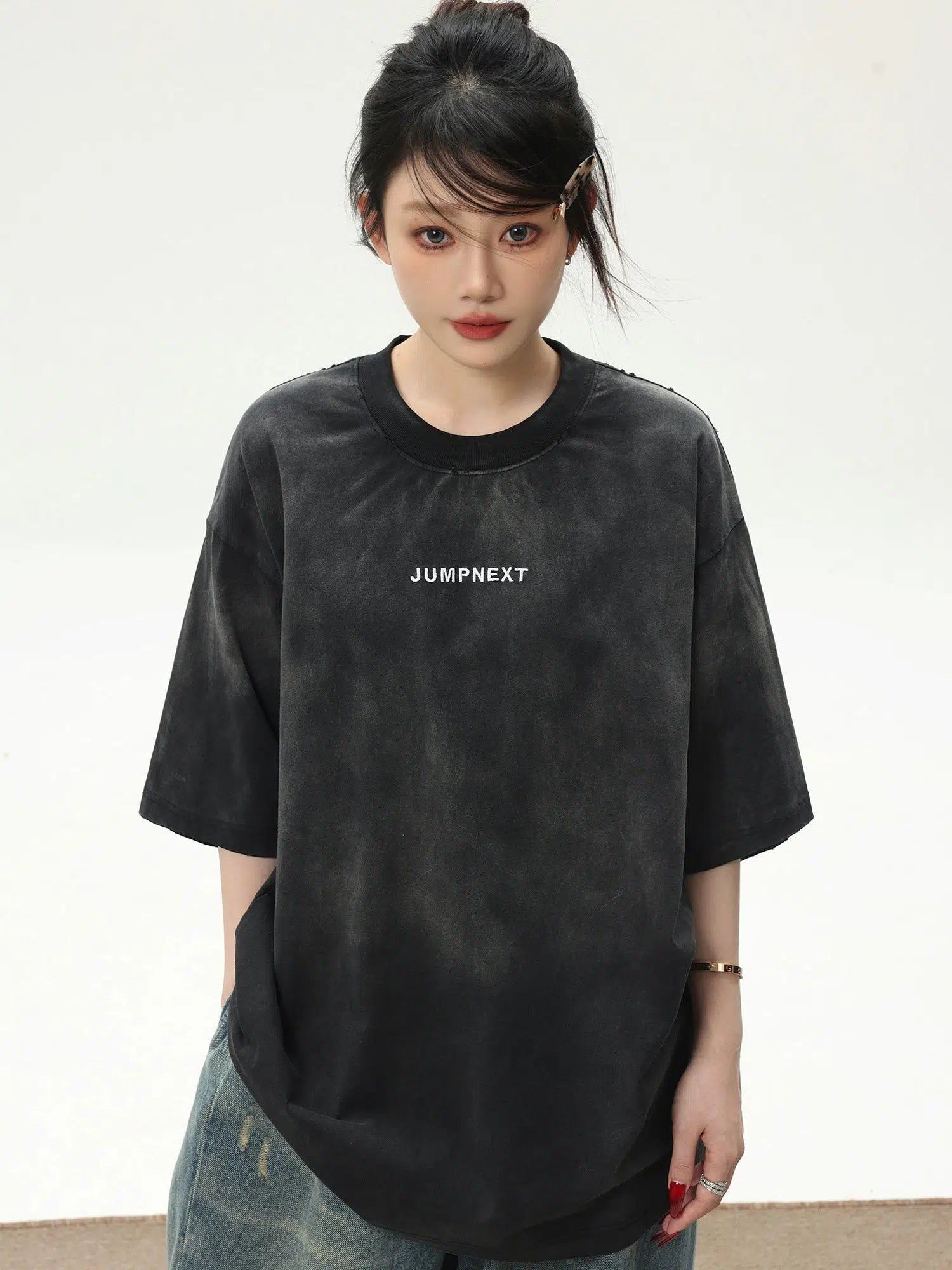 Casual Tee with Washed Faded Effect - chiclara