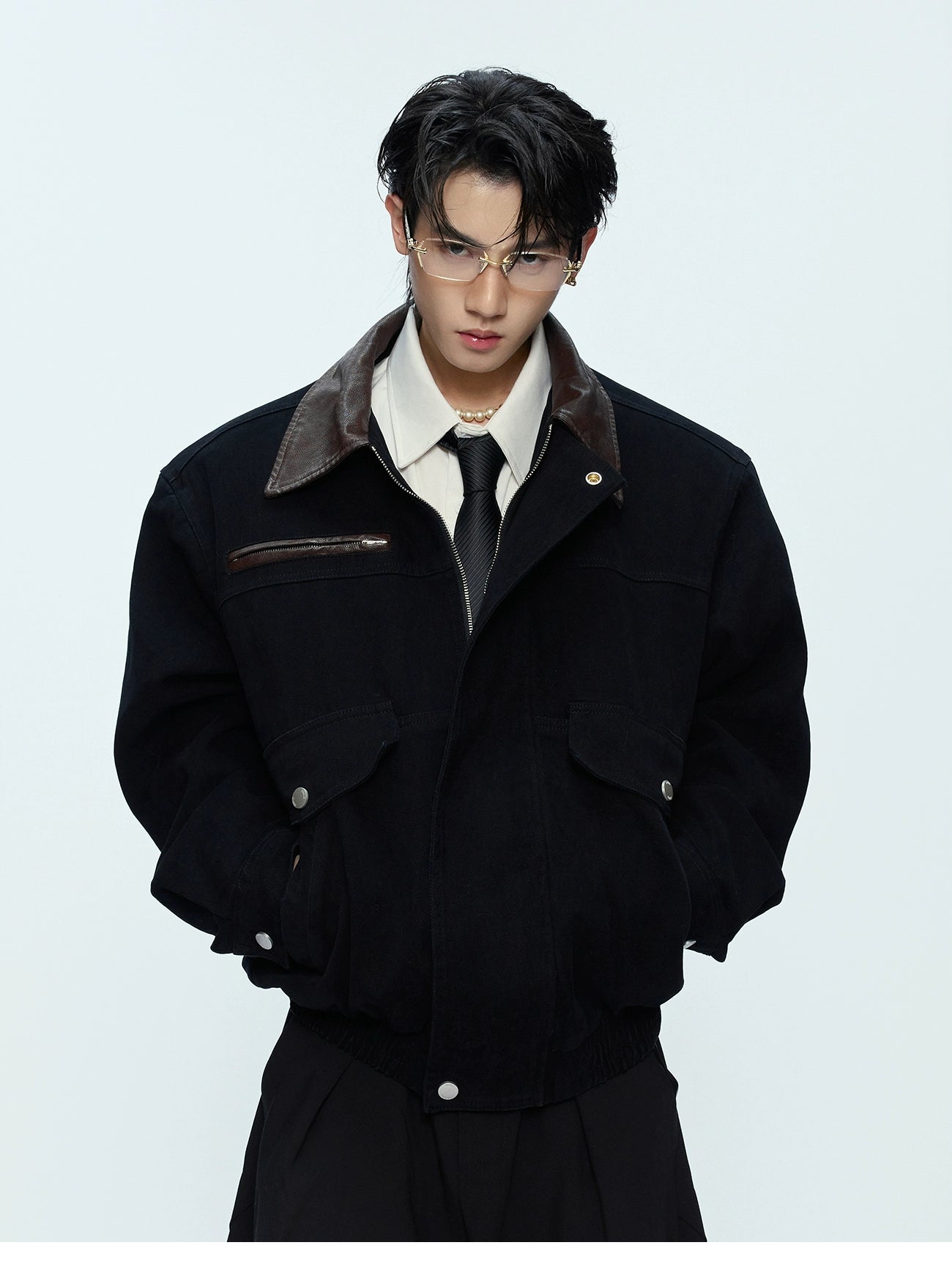 Bomber Jacket with Contrast Collar