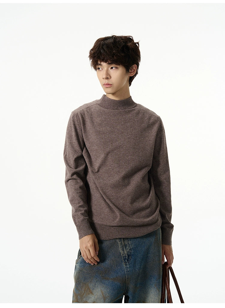 Minimalist Mock Neck Knit Sweater