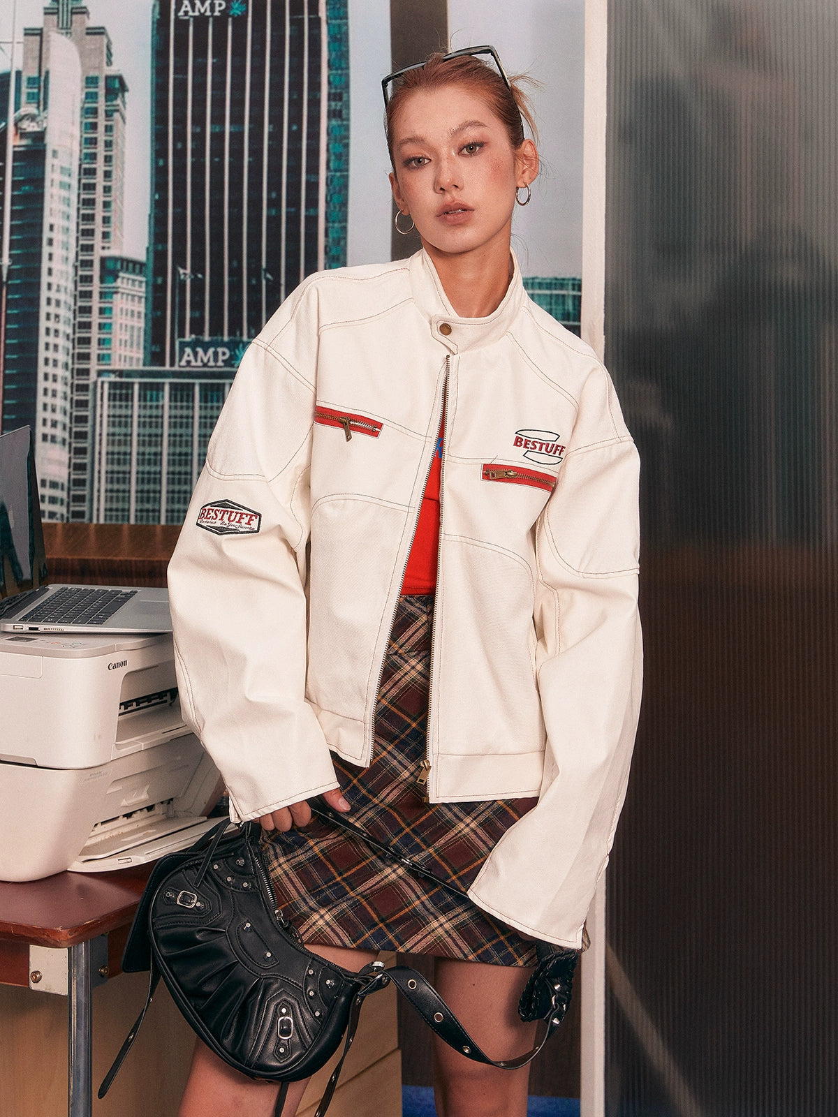 Cropped Moto Jacket