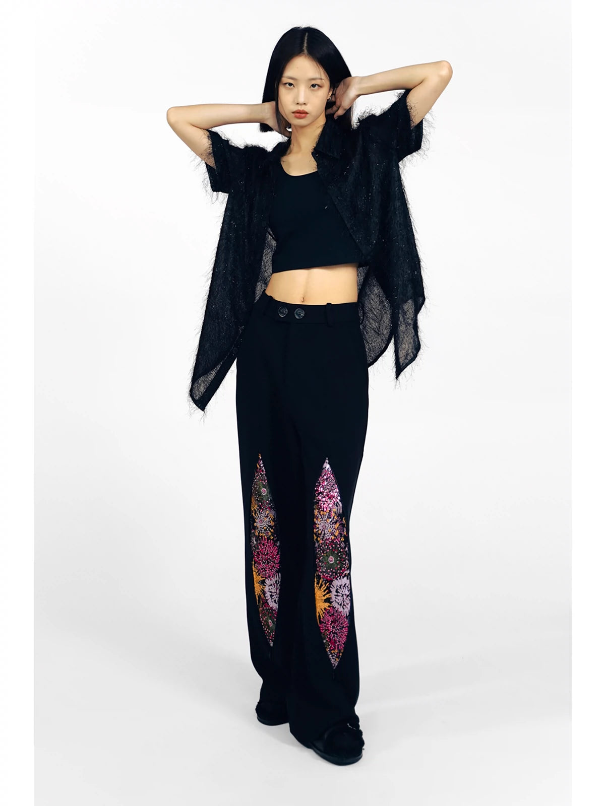 Firework Design Straight-Leg Pants - chiclara