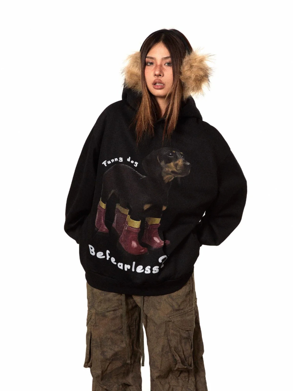 Dog Print Graphic Hoodie