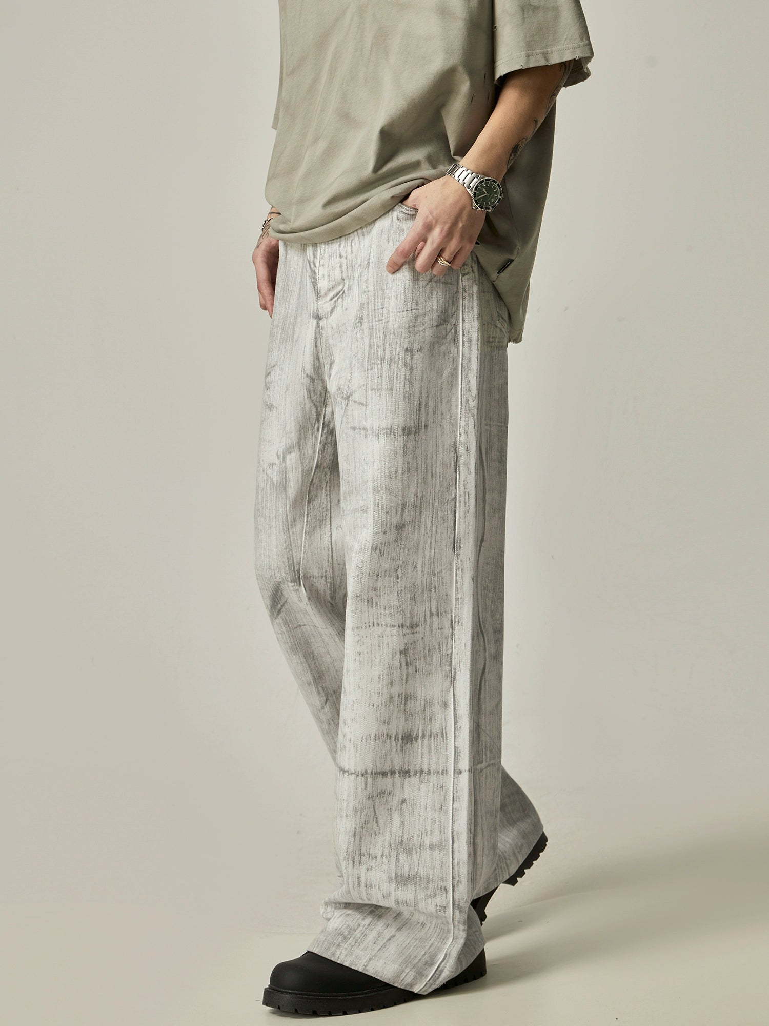Marble Drift Wide-Leg Jeans