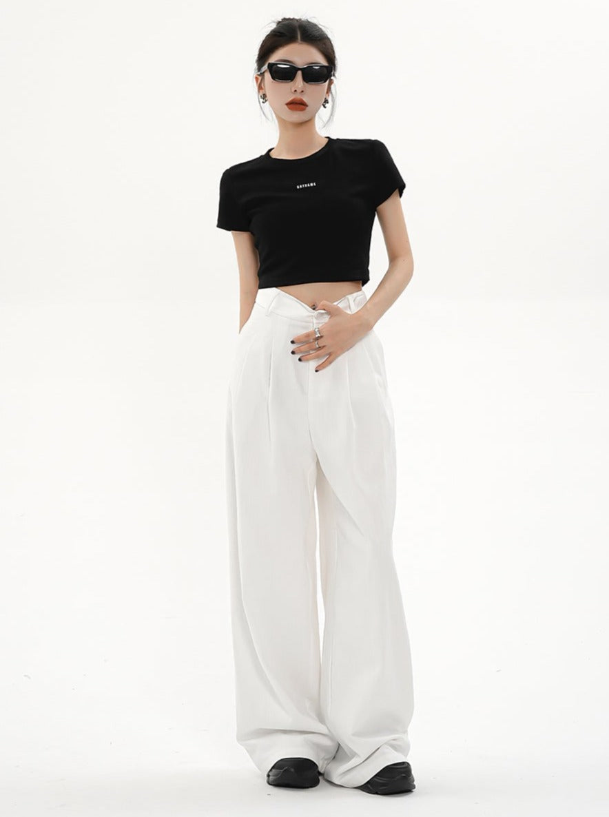 Wide-Leg Palazzo Pants - High-Waisted Loose Fit Trousers