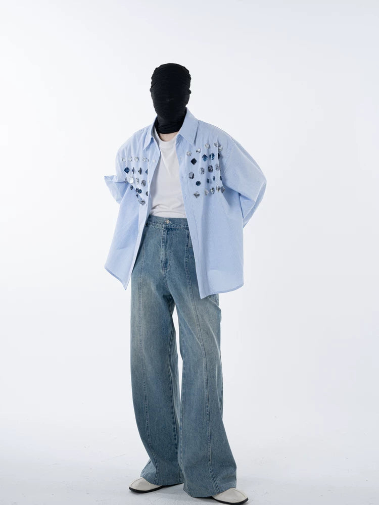 Crystal Constellation Oversized Stripe Shirt