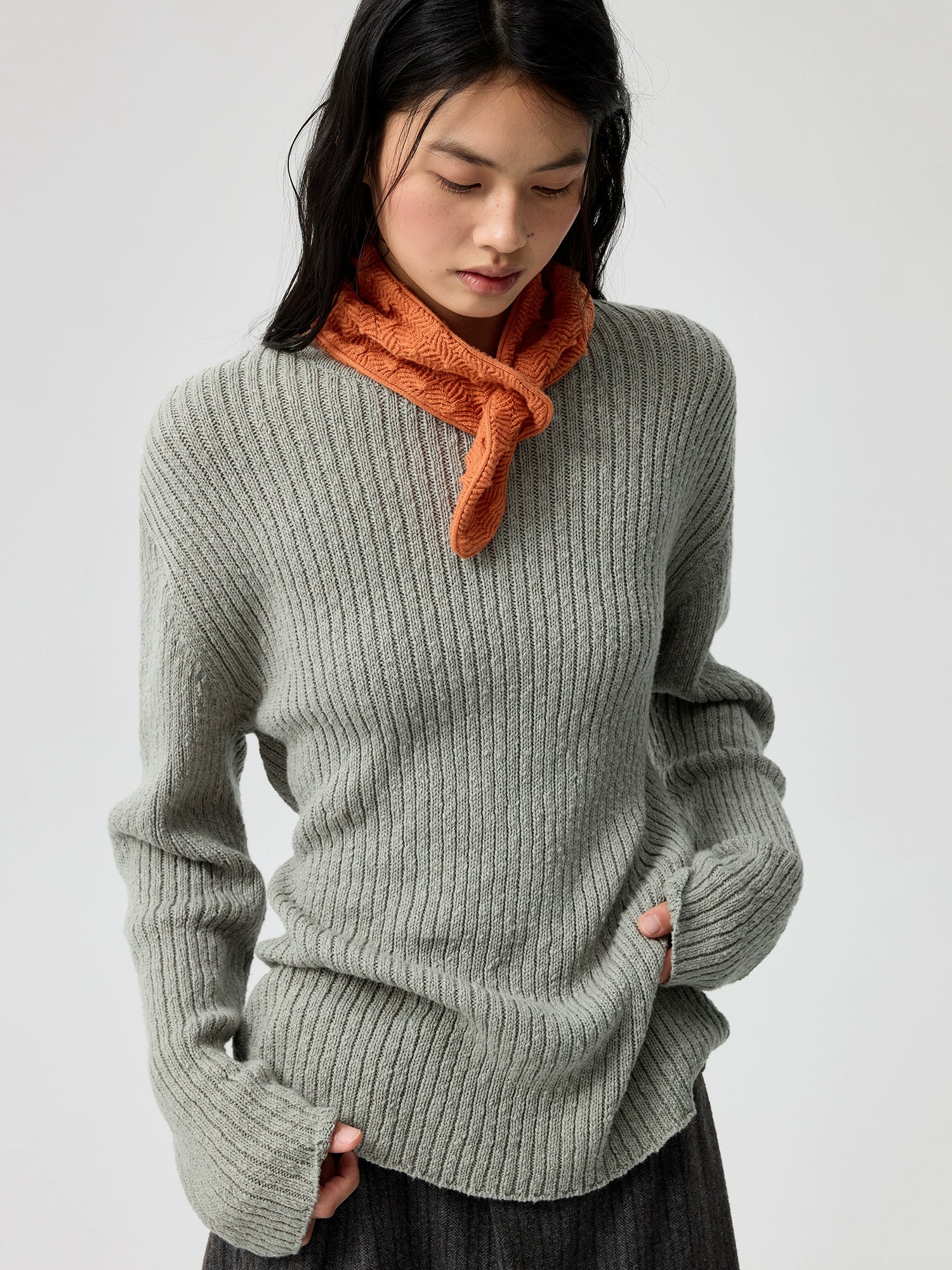 Sunpeach Ribbed Knit Pullover