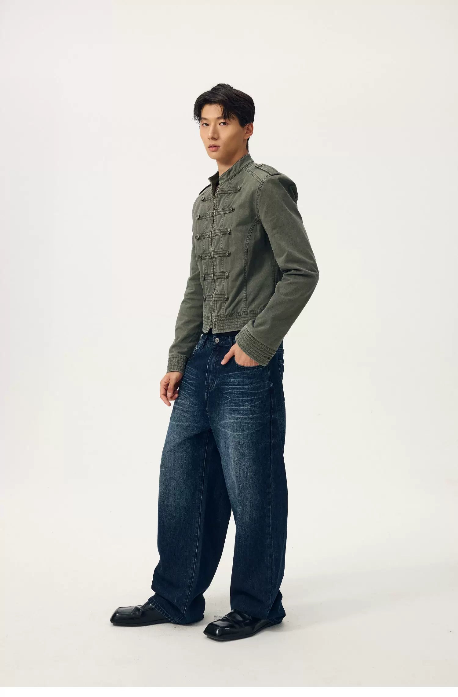 Olive Regiment Cropped Field Jacket