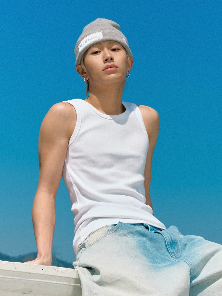 Logo Print Ribbed Tank Top