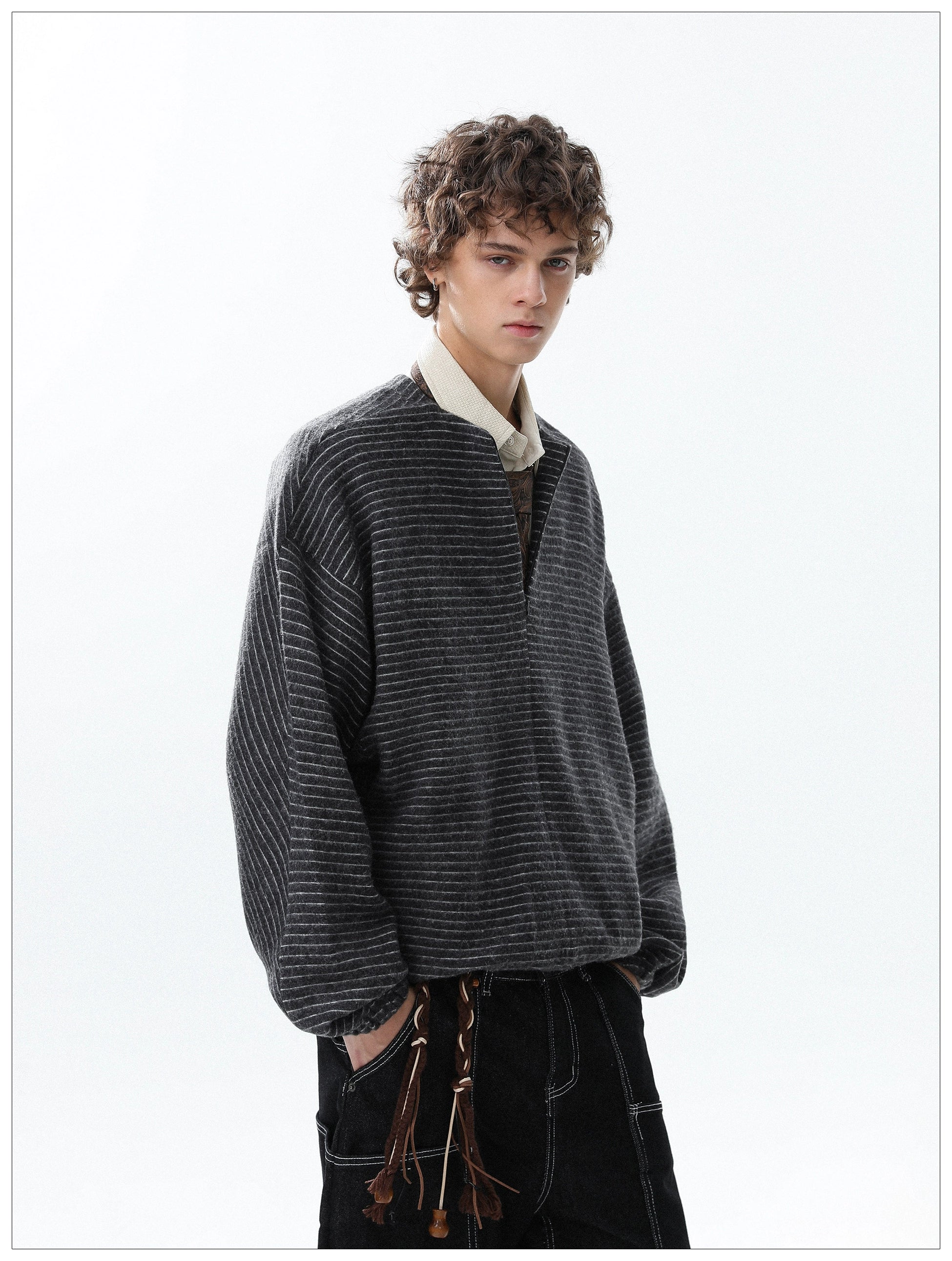 Charcoal Lines Relaxed Pullover