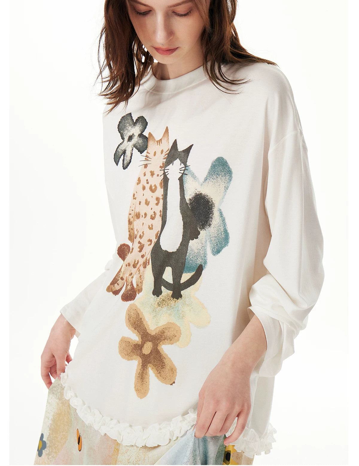 Springtime Pals Painterly Kitty Tunic