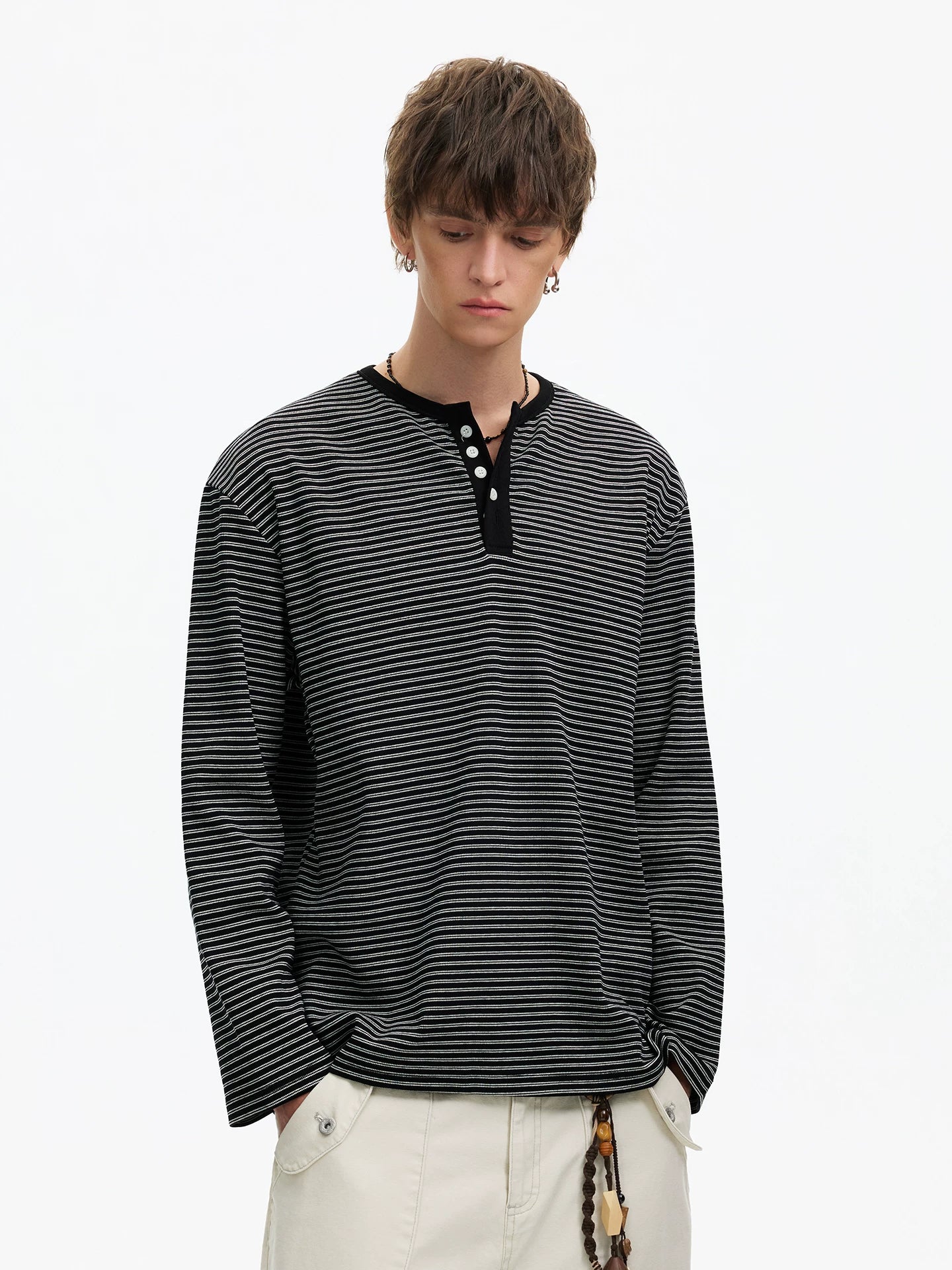 Stripe Henley Lounge Tee