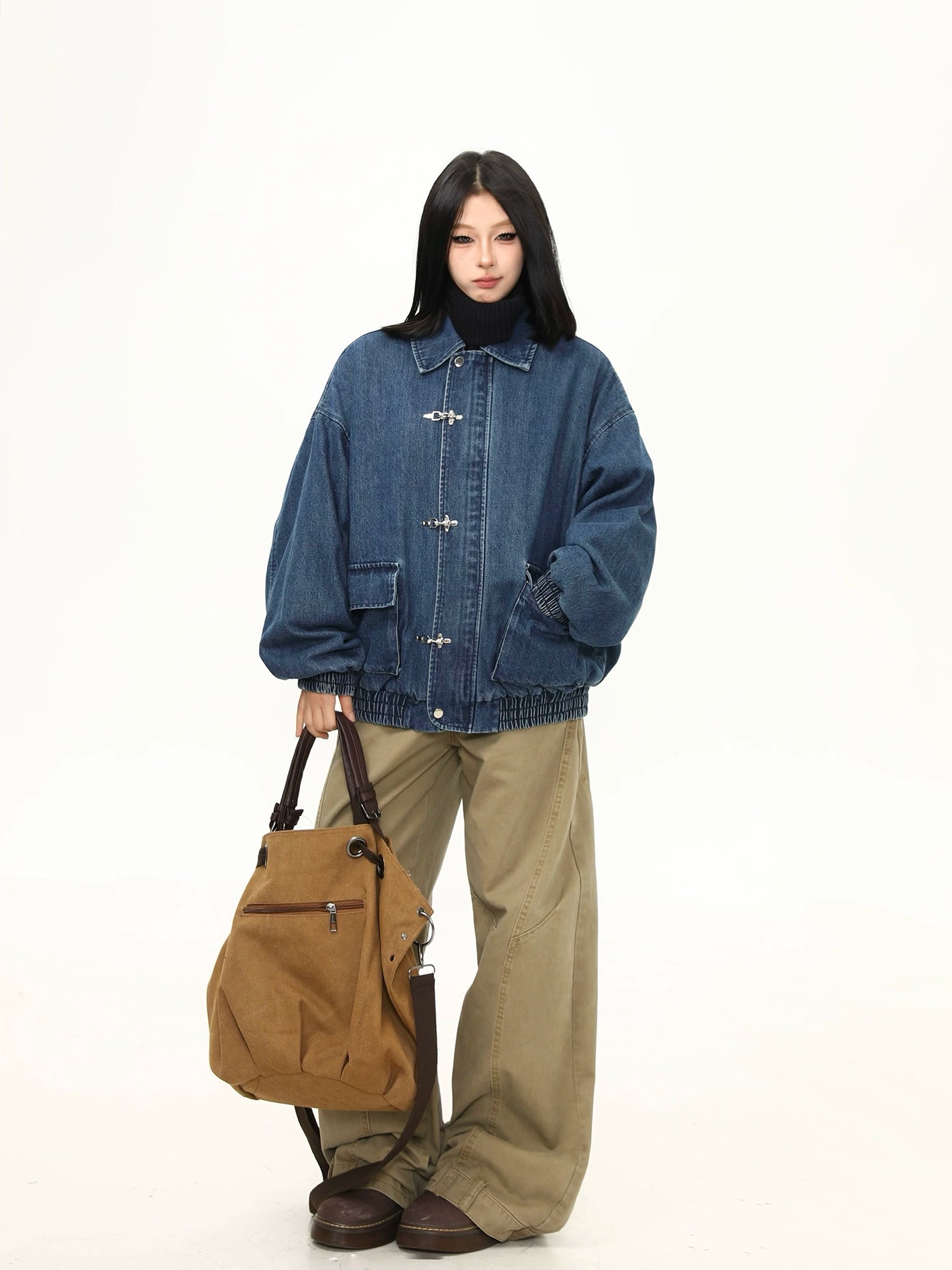 Harbor Toggle Denim Bomber Jacket