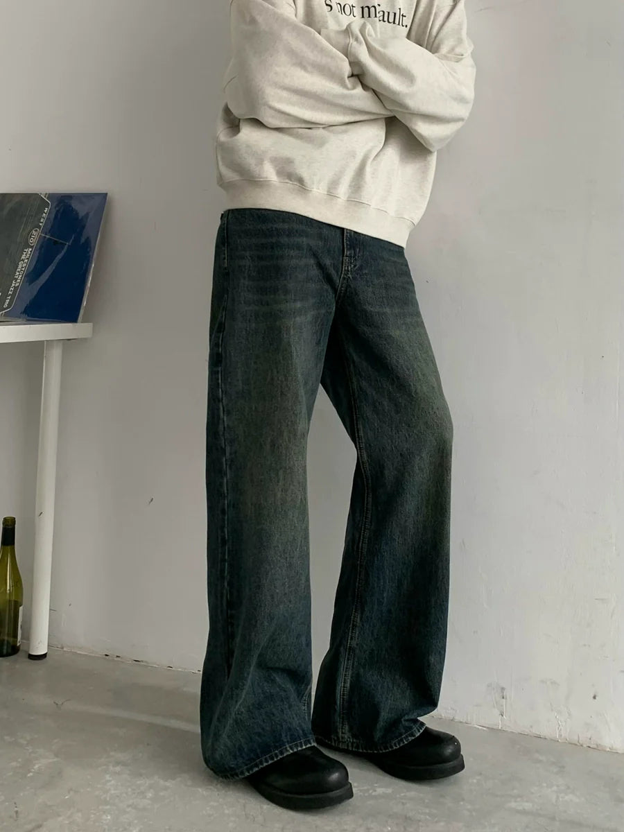 Vintage Wash Micro Flare Denim Jeans - chiclara