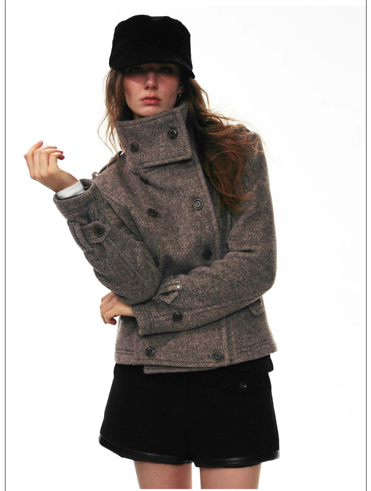 Herringbone Tweed Peacoat Jacket
